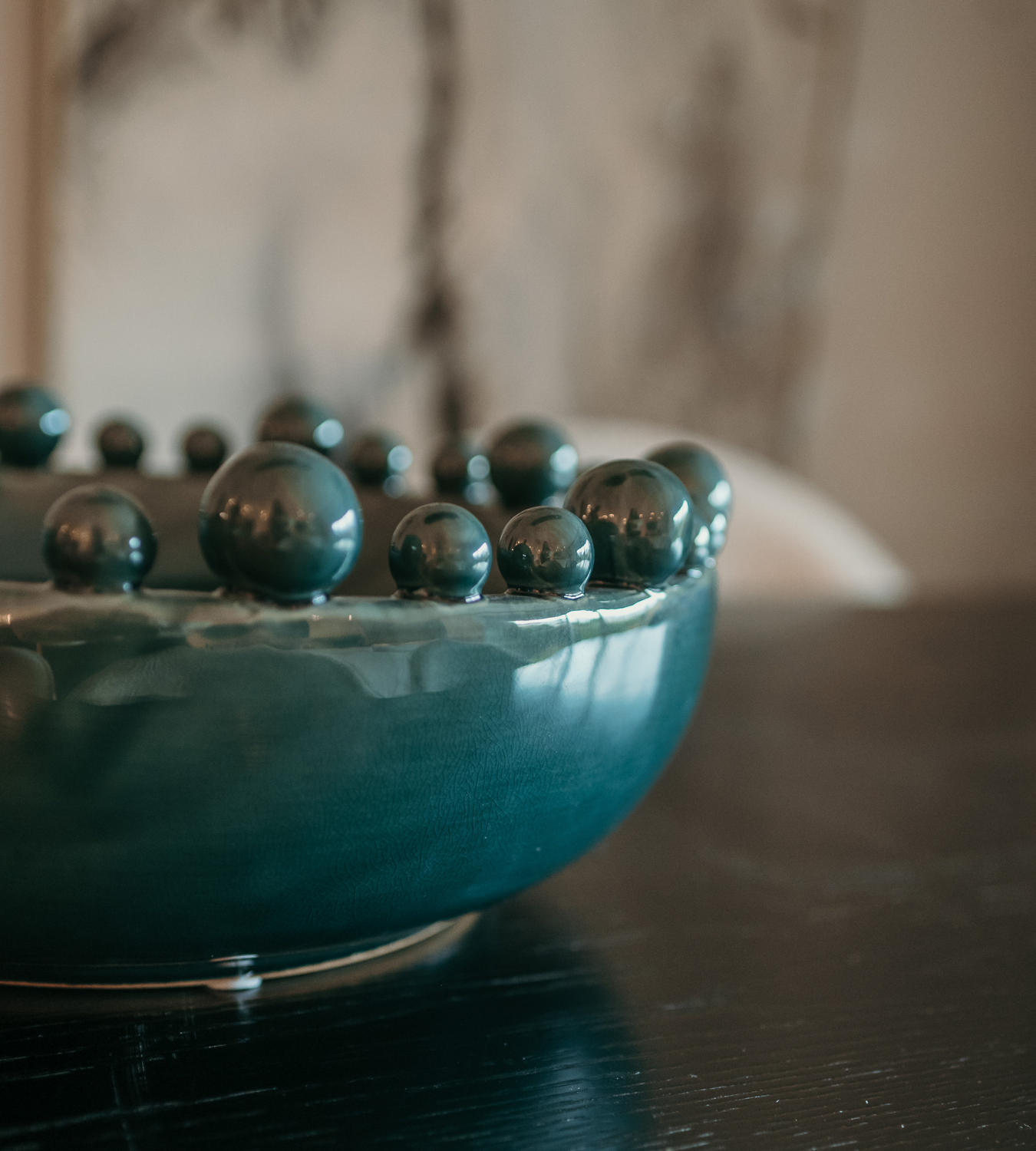 Teal Green Bobble Edged Ceramic Bow