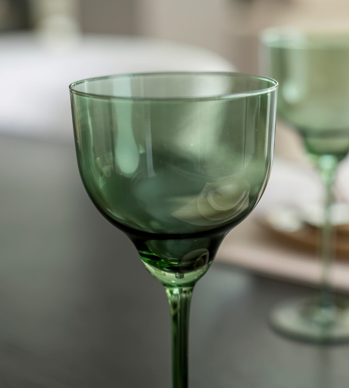 Set of 4 Olive Green Wine Glasses