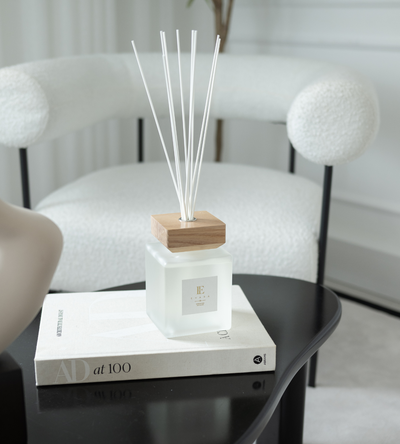 Evara Square Rosewood White Reed Diffuser Set - 1000ml