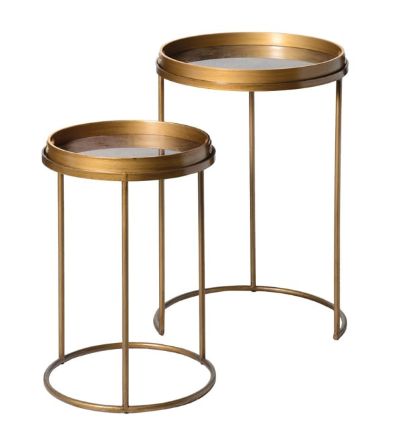 Set of 2 Bronze World Map Round Tray Tables