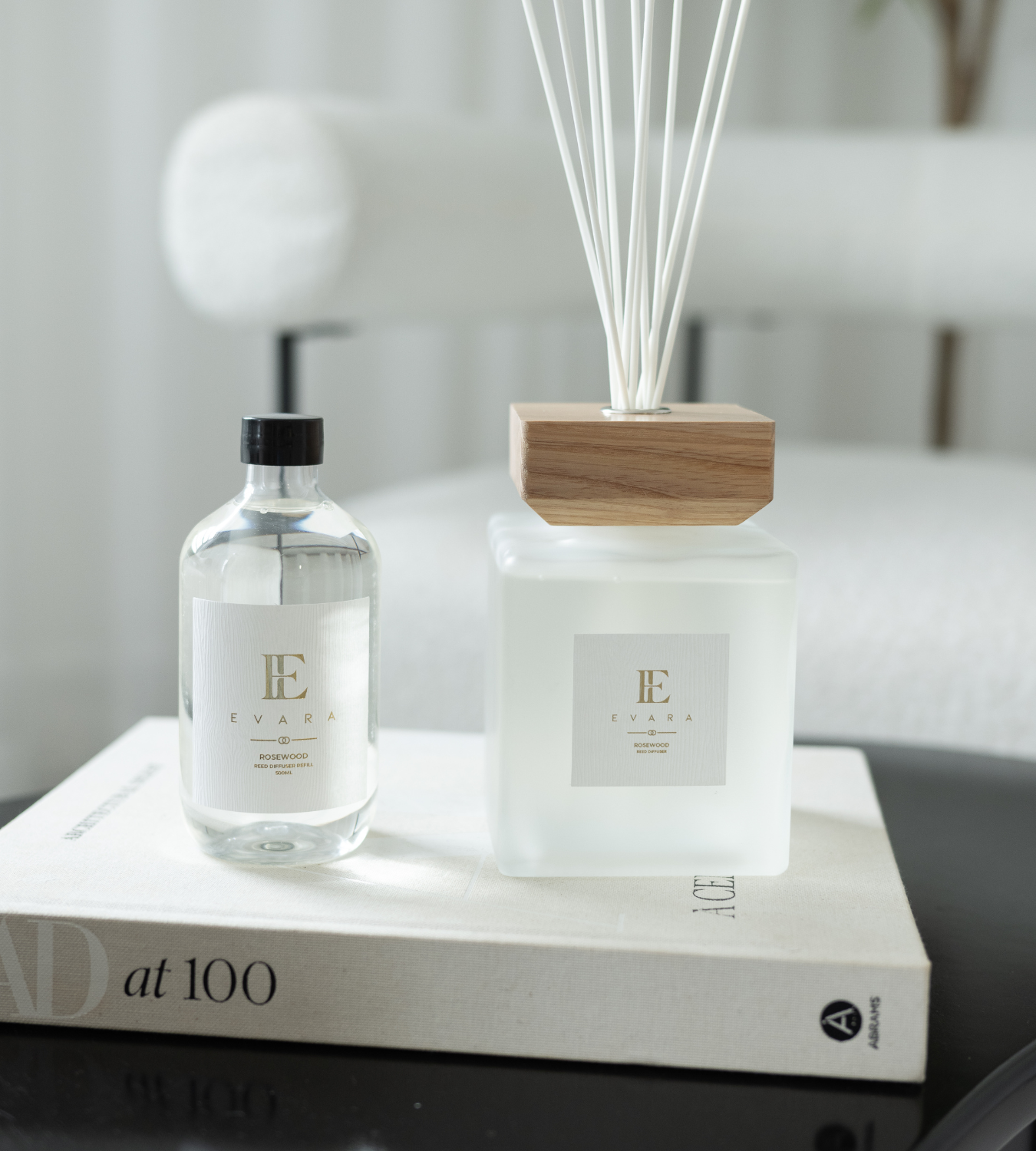 Evara Square Rosewood White Reed Diffuser Set - 1000ml
