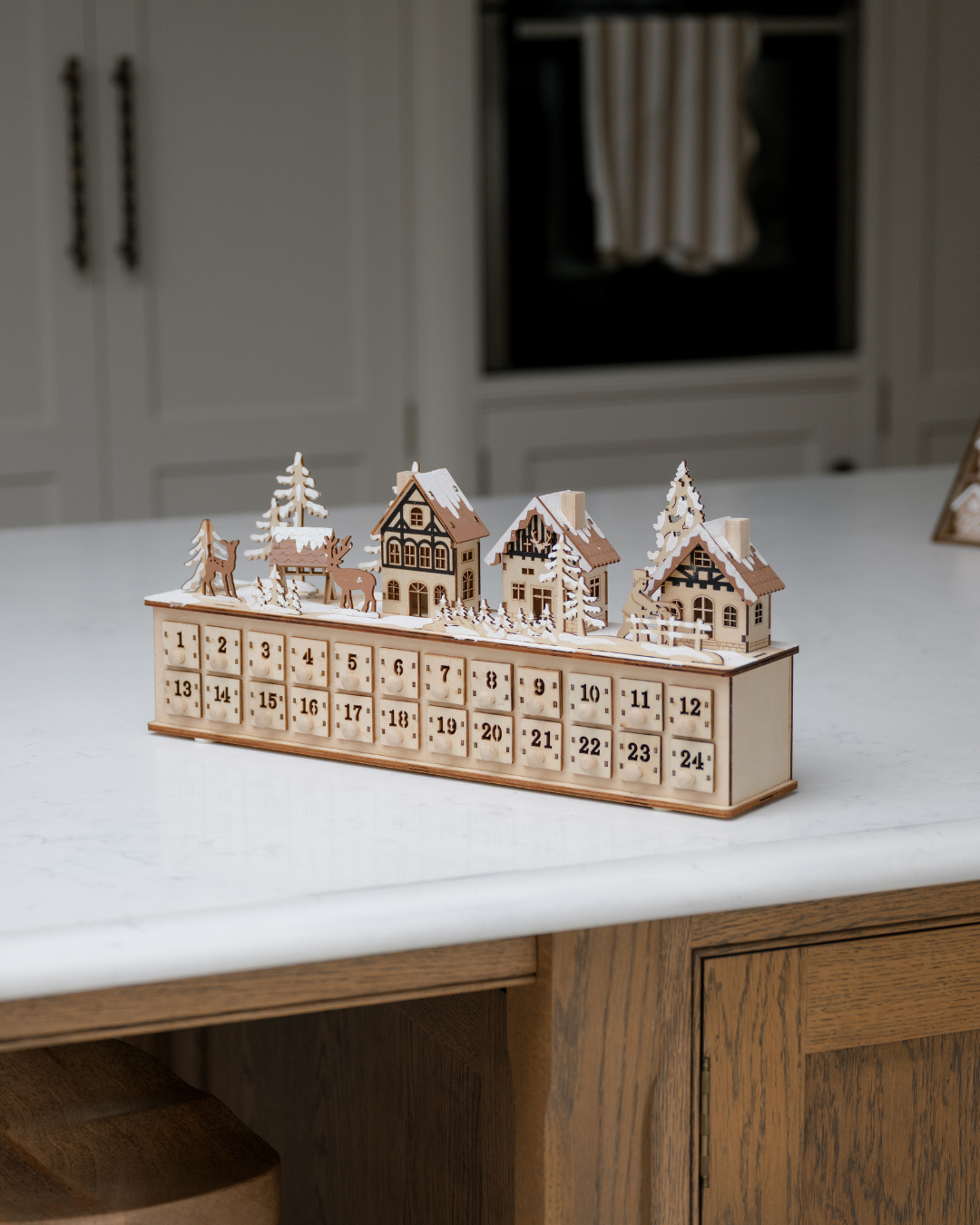 Wooden Town Scene Advent Drawers