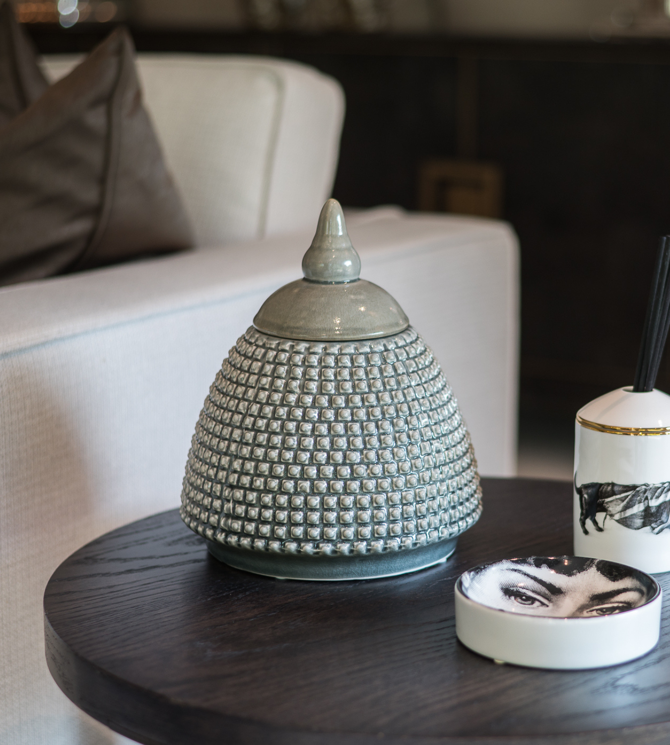 Grey Domed Ceramic Bobble Jar