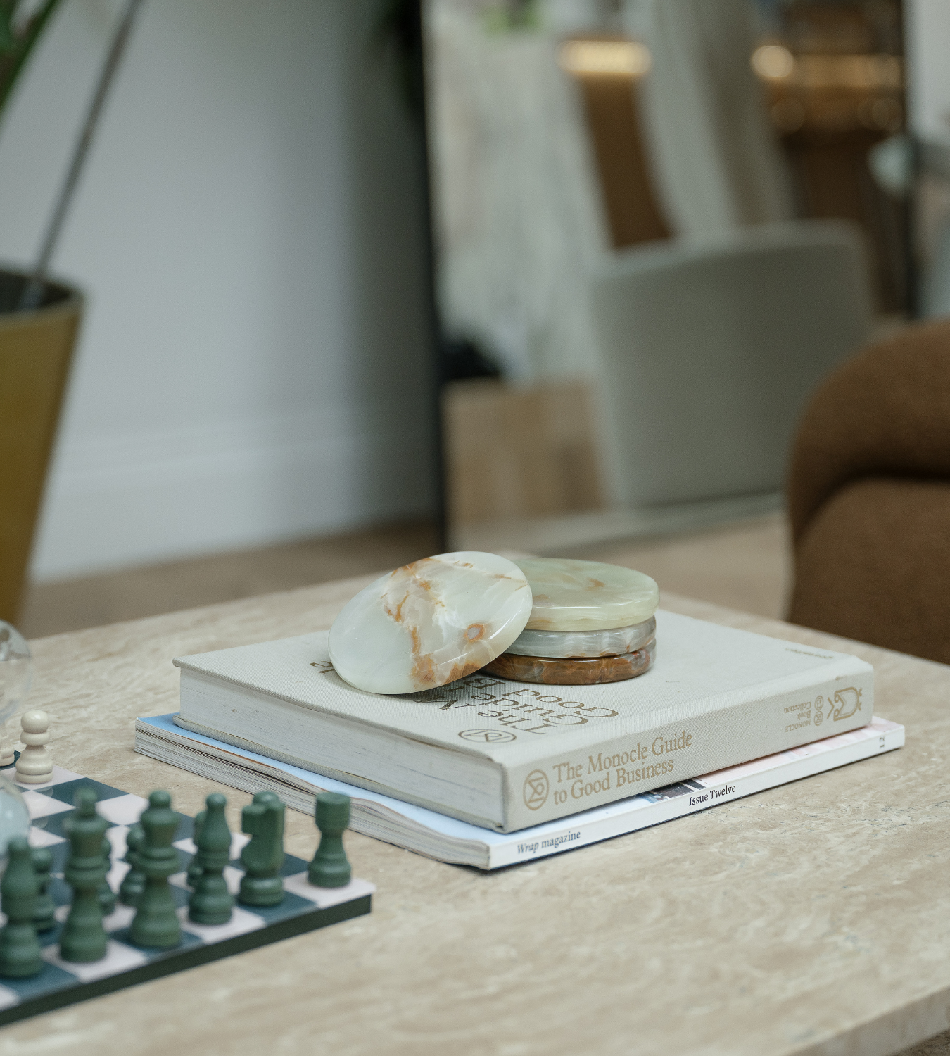 Set Of Four Onyx Marble Coasters