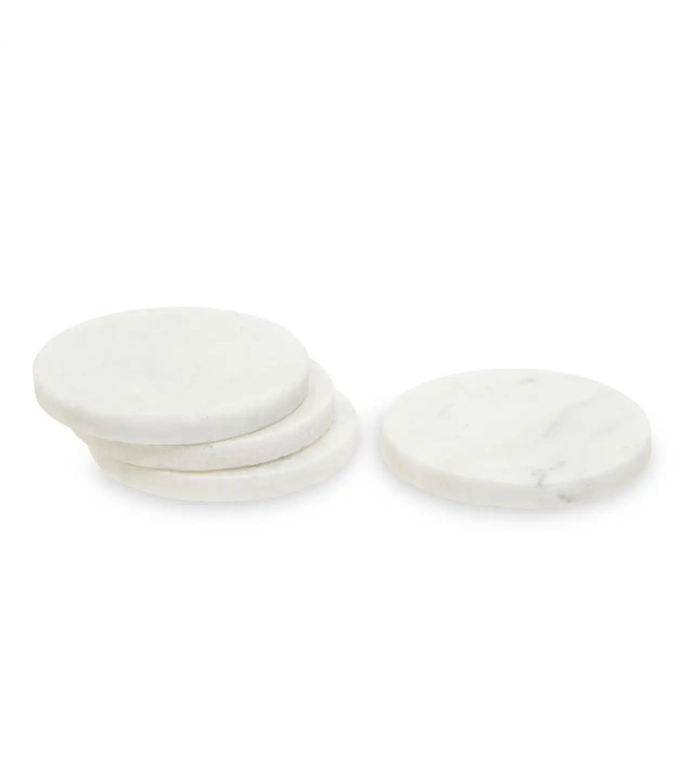 Set of 4 White Marble Round Coasters