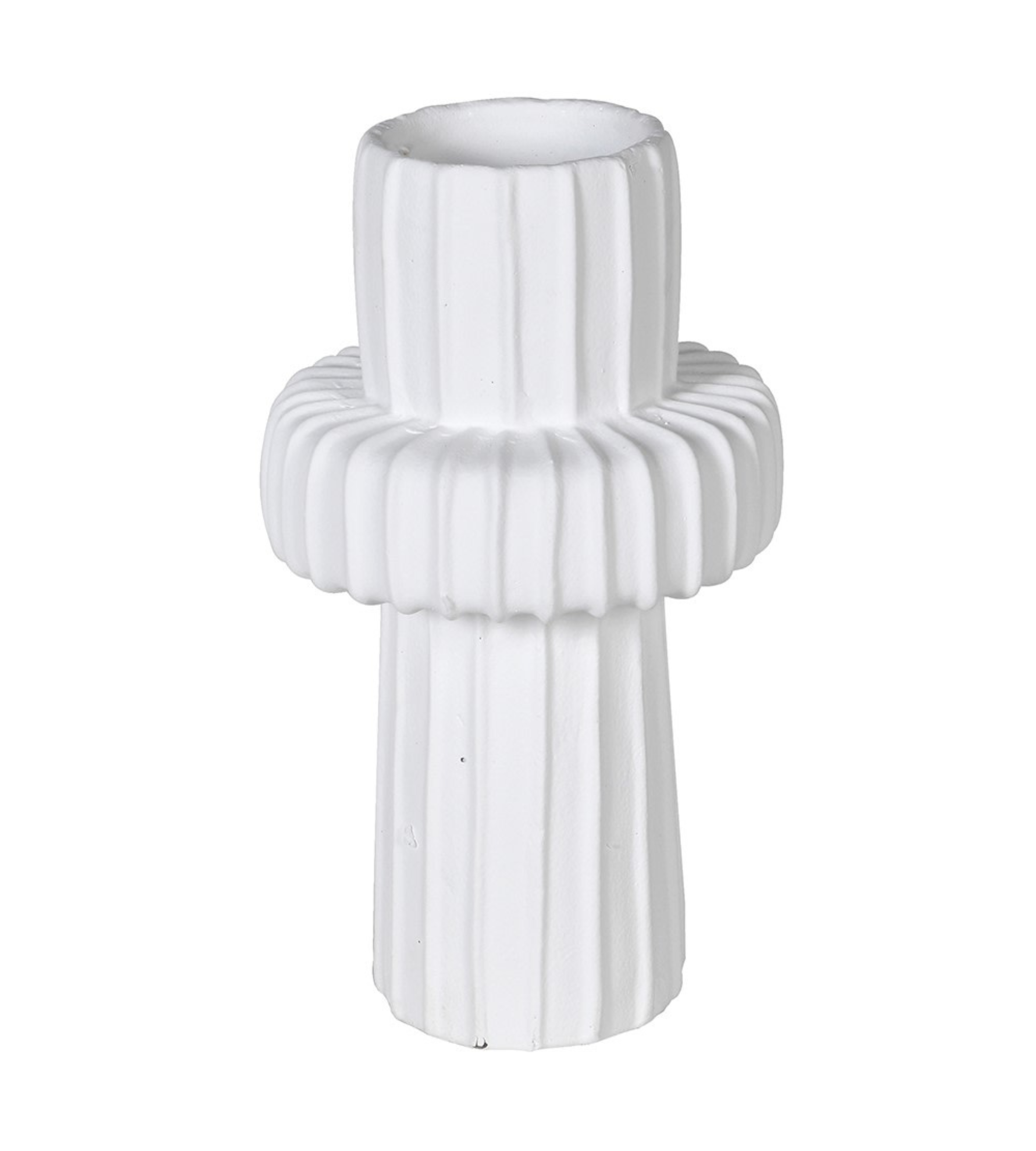 White Ceramic Ribbed Vase