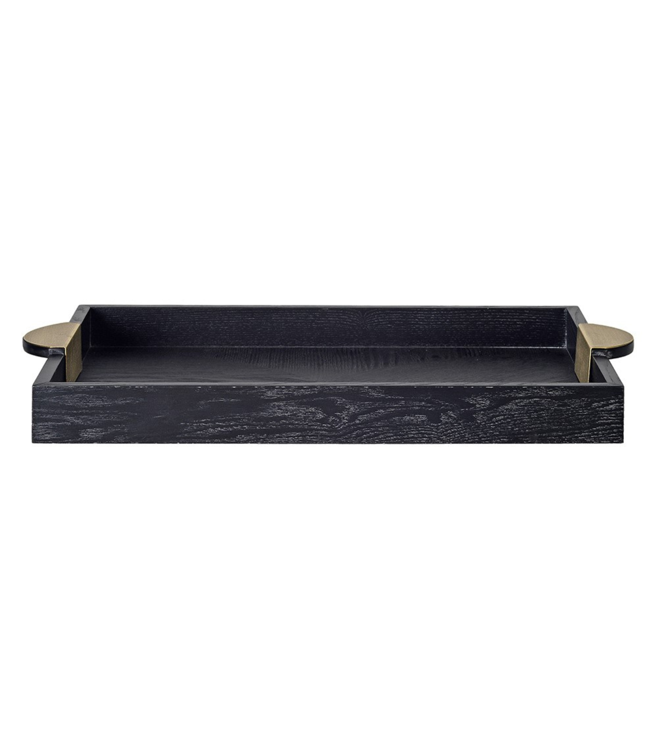 Black Wooden Tray with Gold Handle
