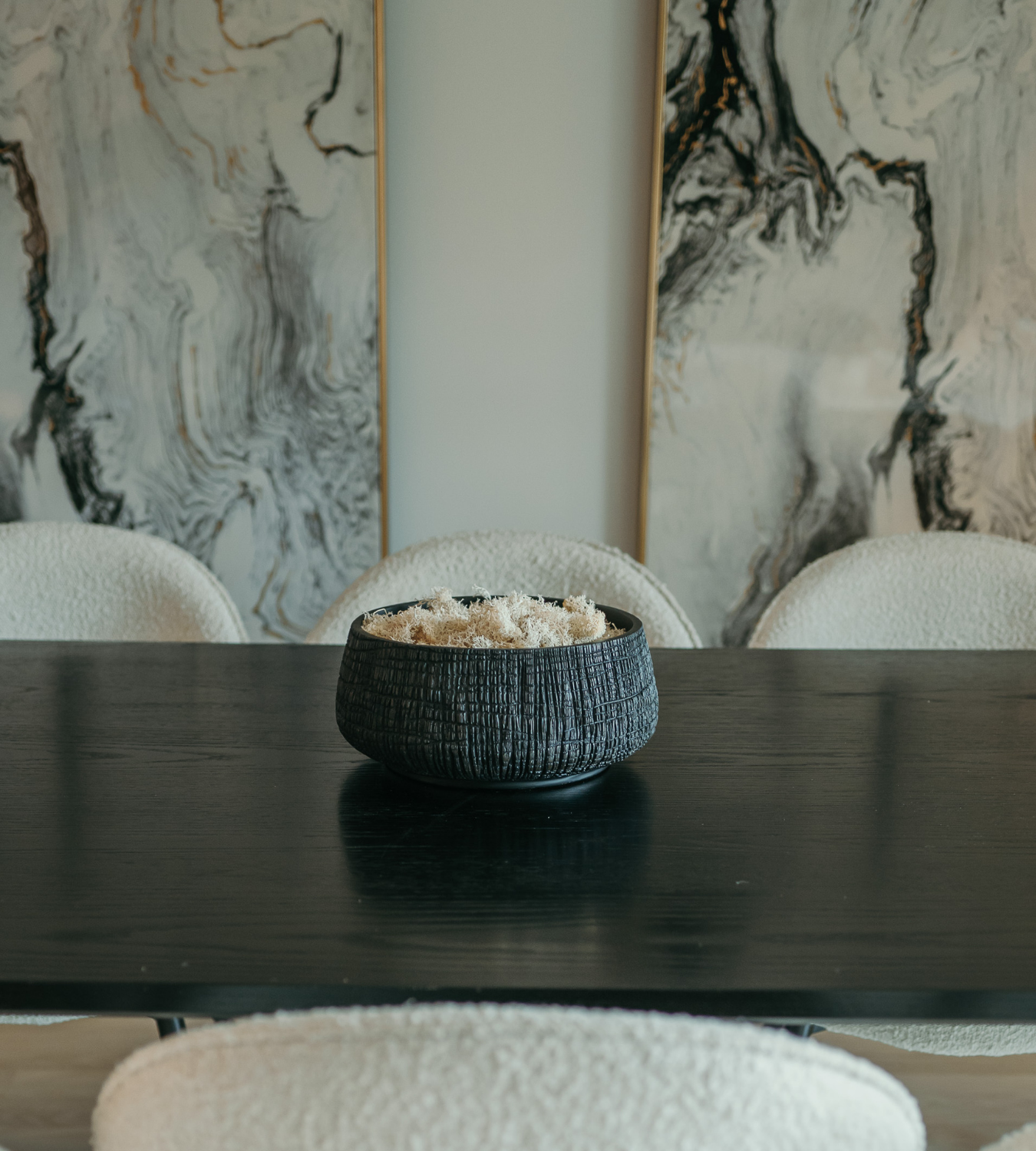 Small Low Black Yakisugi Textured Pot