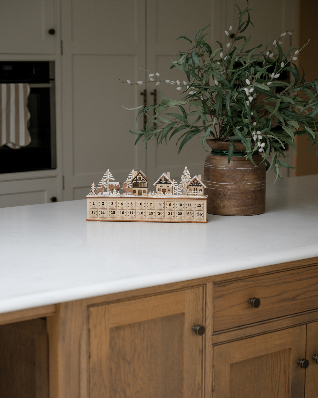 Wooden Town Scene Advent Drawers