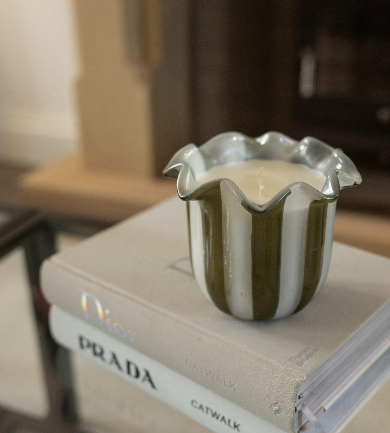 Tuberose Olive Stripe Candle