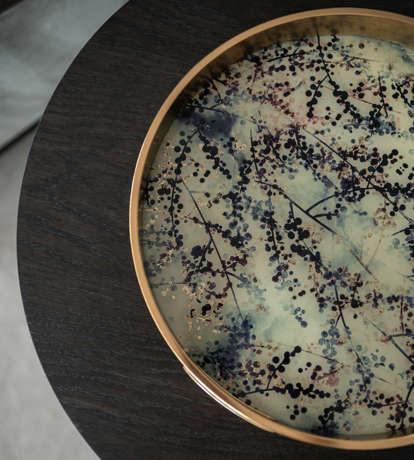 Round Gold and Blossom Effect Tray