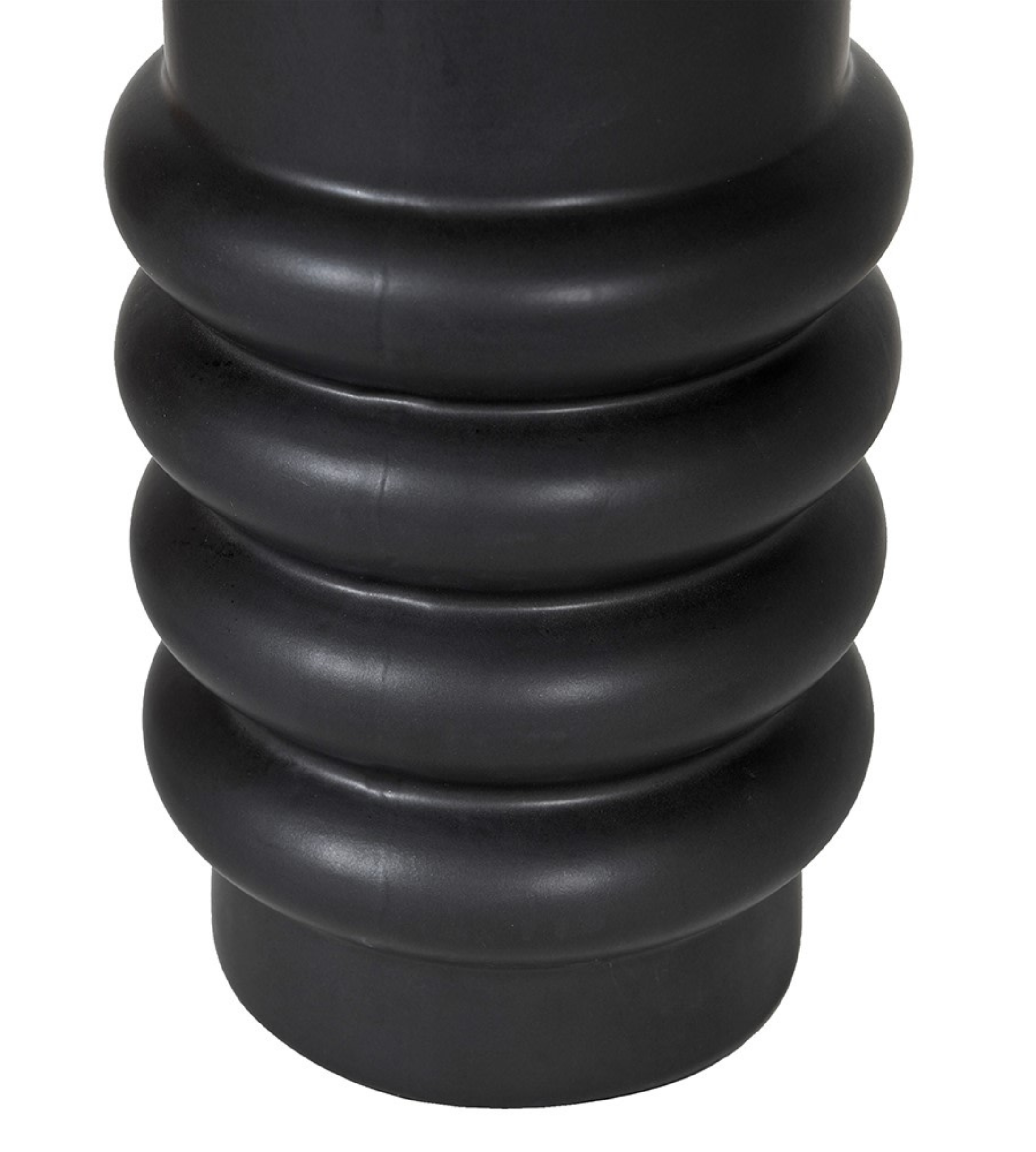 Black Ringed Ceramic Table Lamp with Linen Shade
