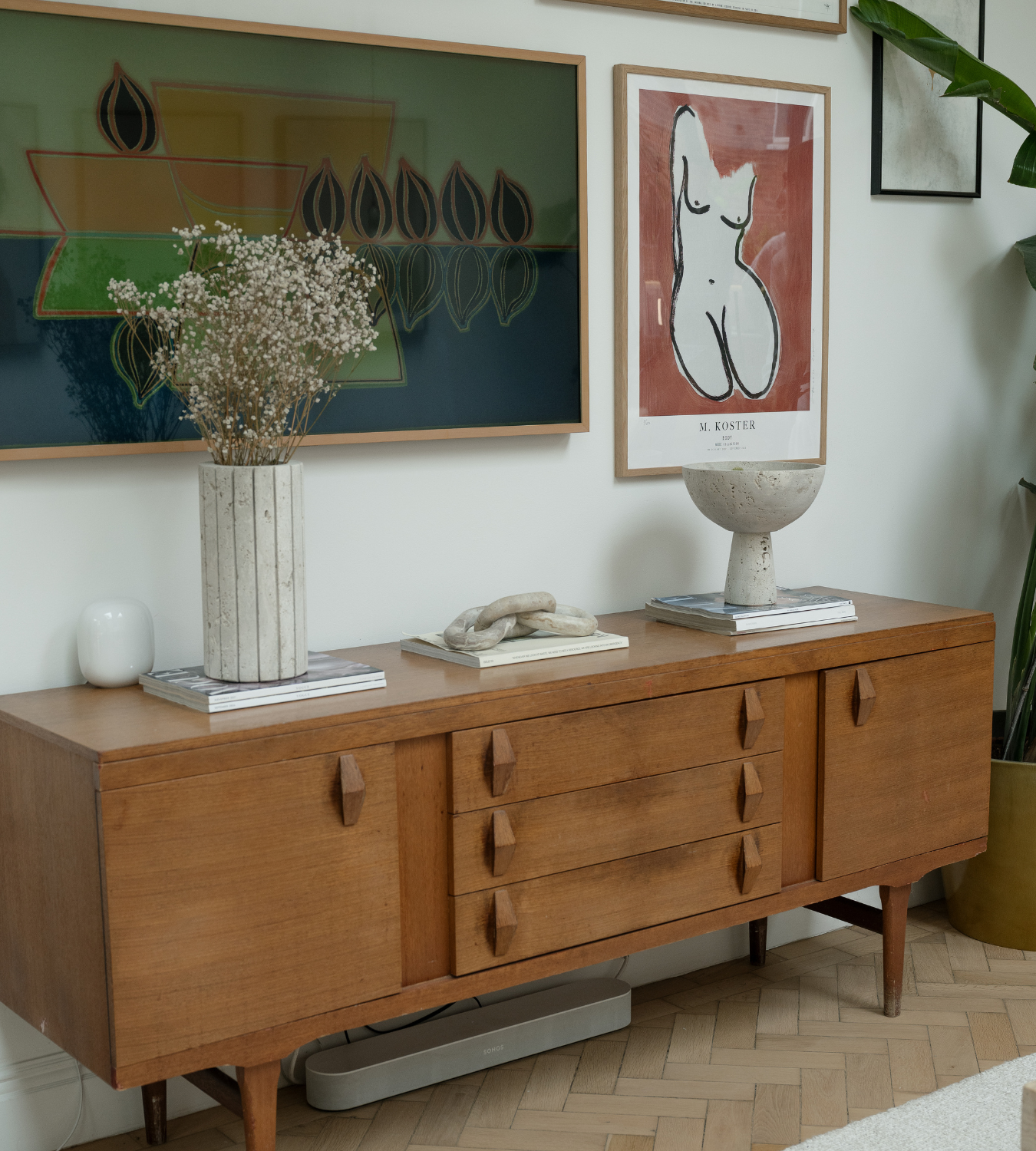 Travertine Ribbed Vase