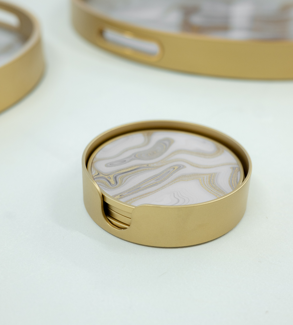 Set of 4 Gold Swirl Coasters