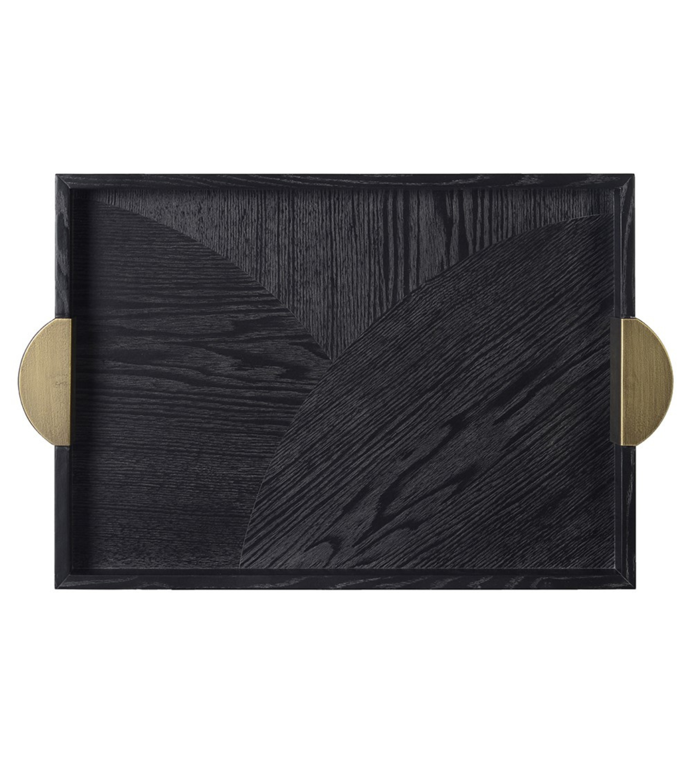 Black Wooden Tray with Gold Handle