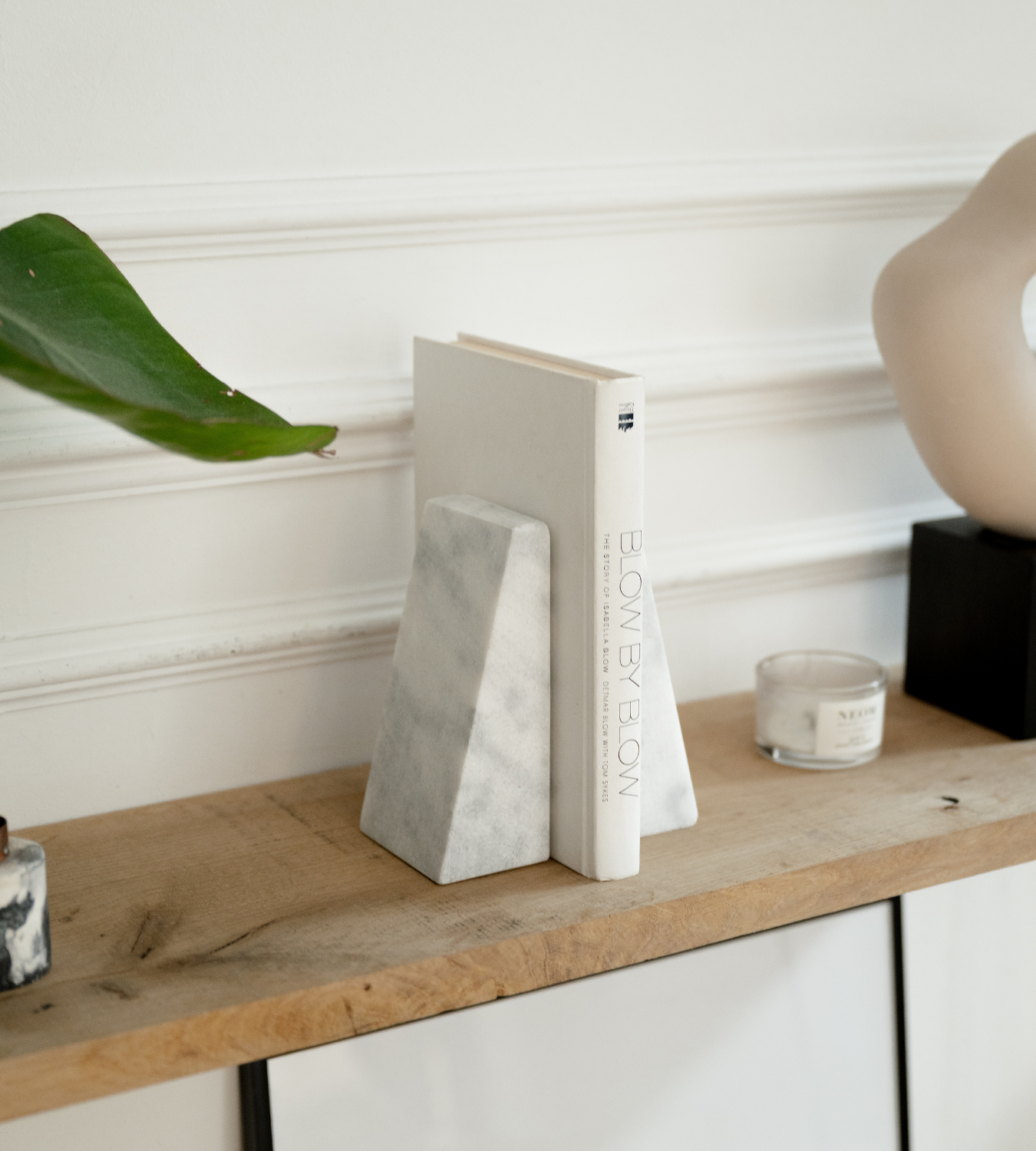 Marris Set Of 2 White Marble Bookends