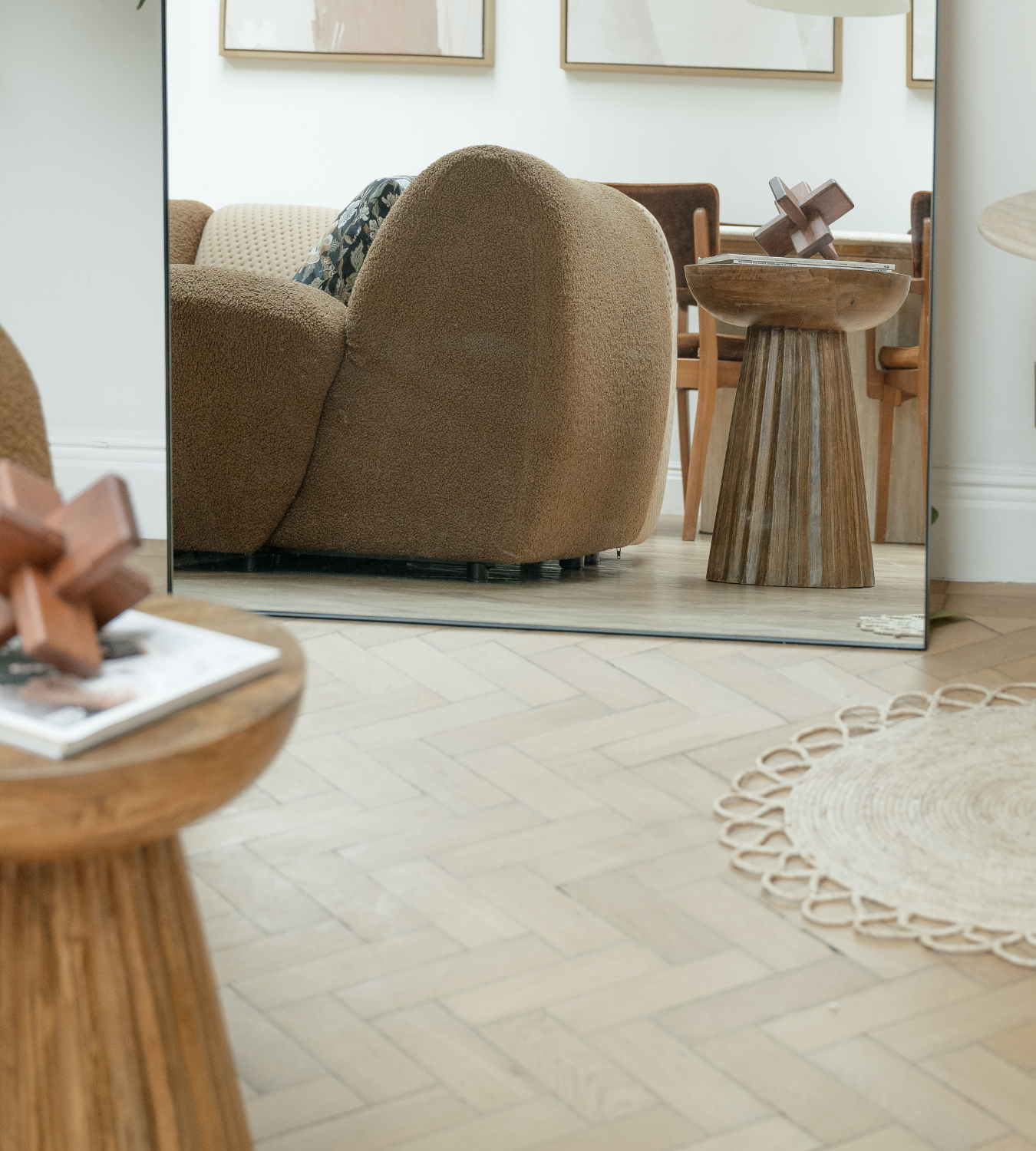 Natural Mango Wood Carved Ridge Side Table