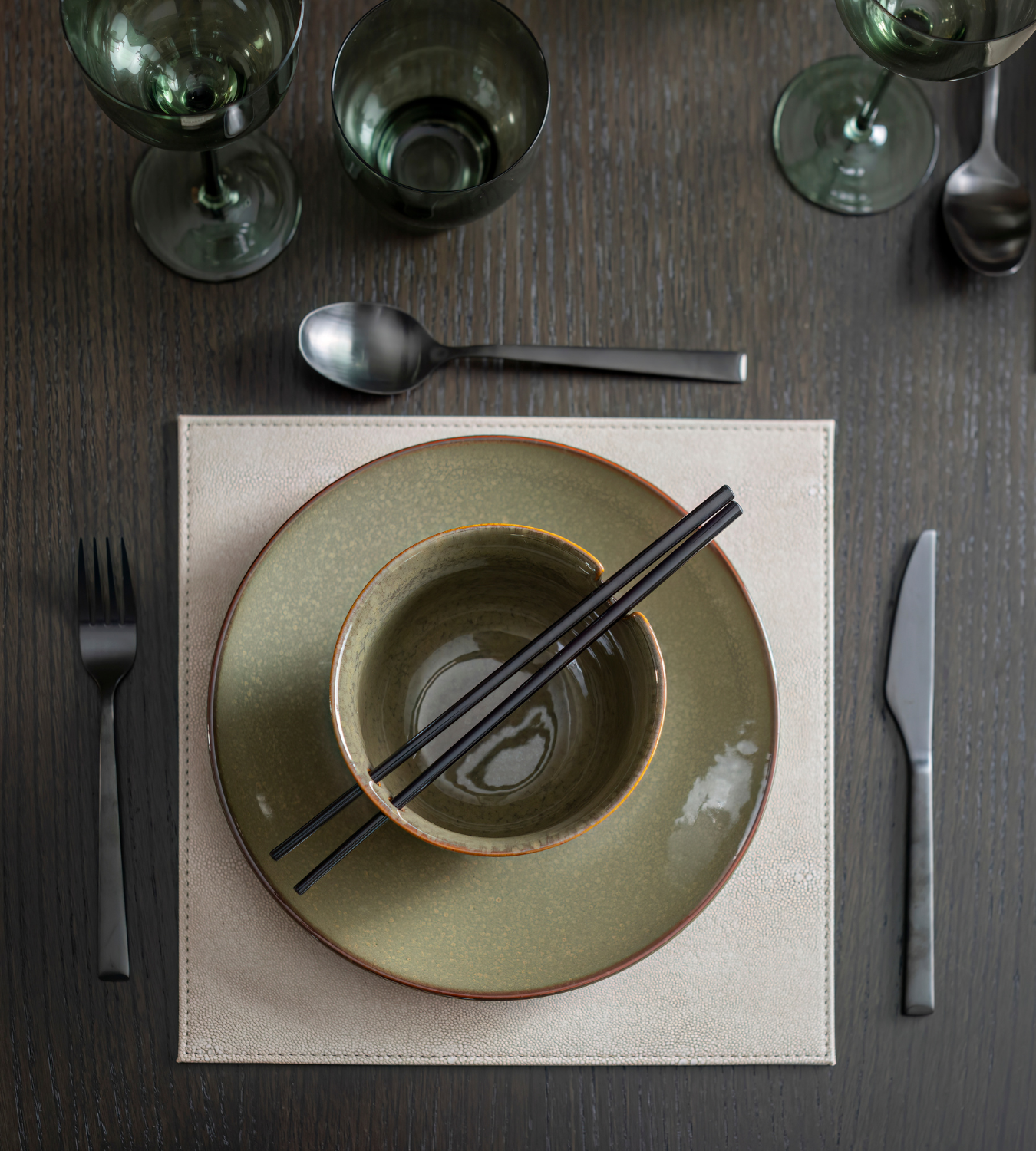 Set of 4 Dakaya Ceramic Noodle Bowls with Chopstick