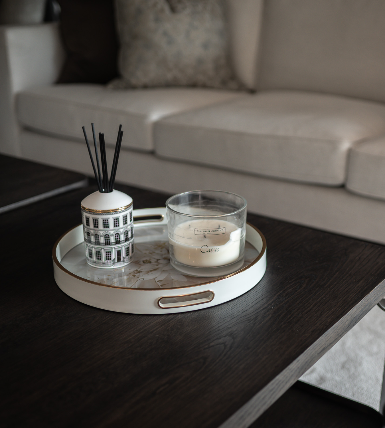 Gold & White Speckled Floral Tray