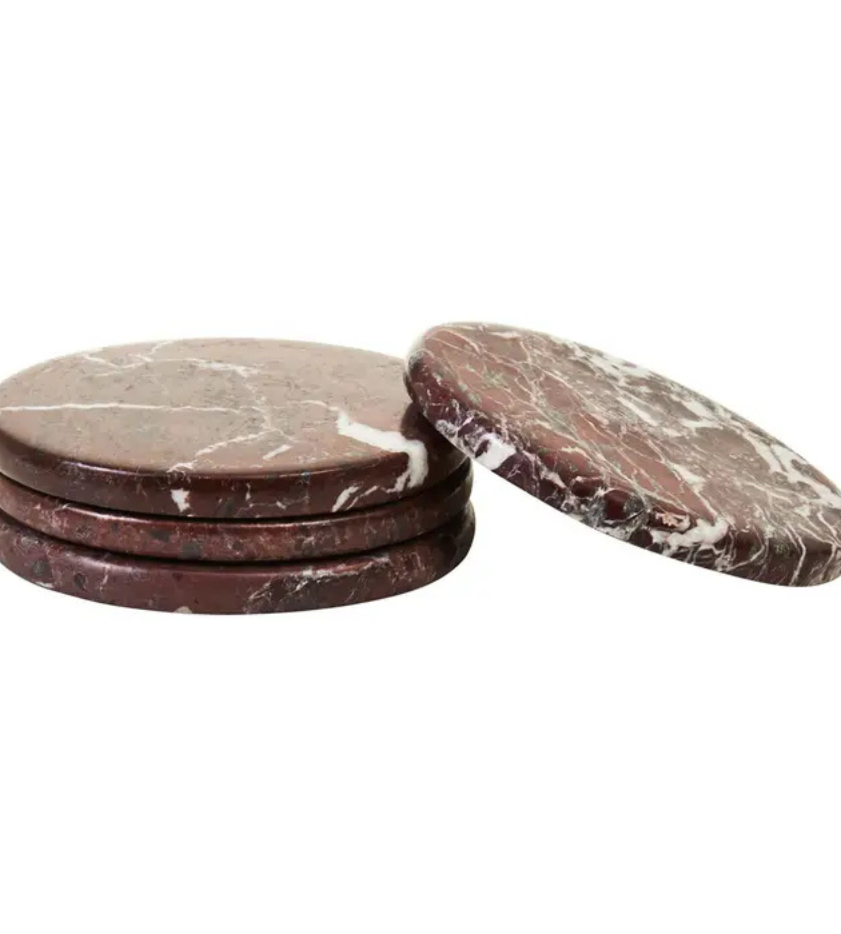 Set of 4 Red Marble Coasters