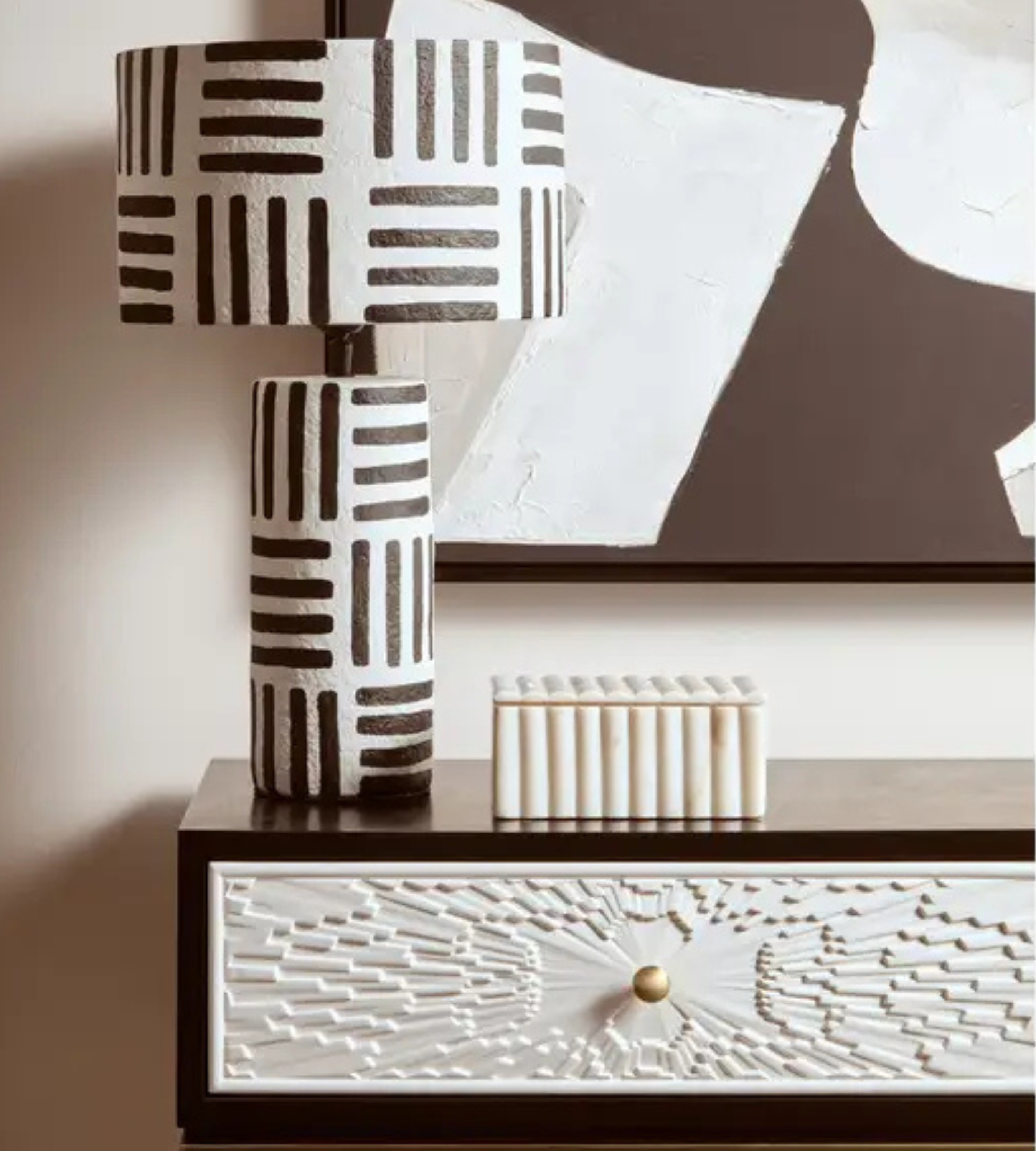 Isla Rectangular White Fluted Marble Box