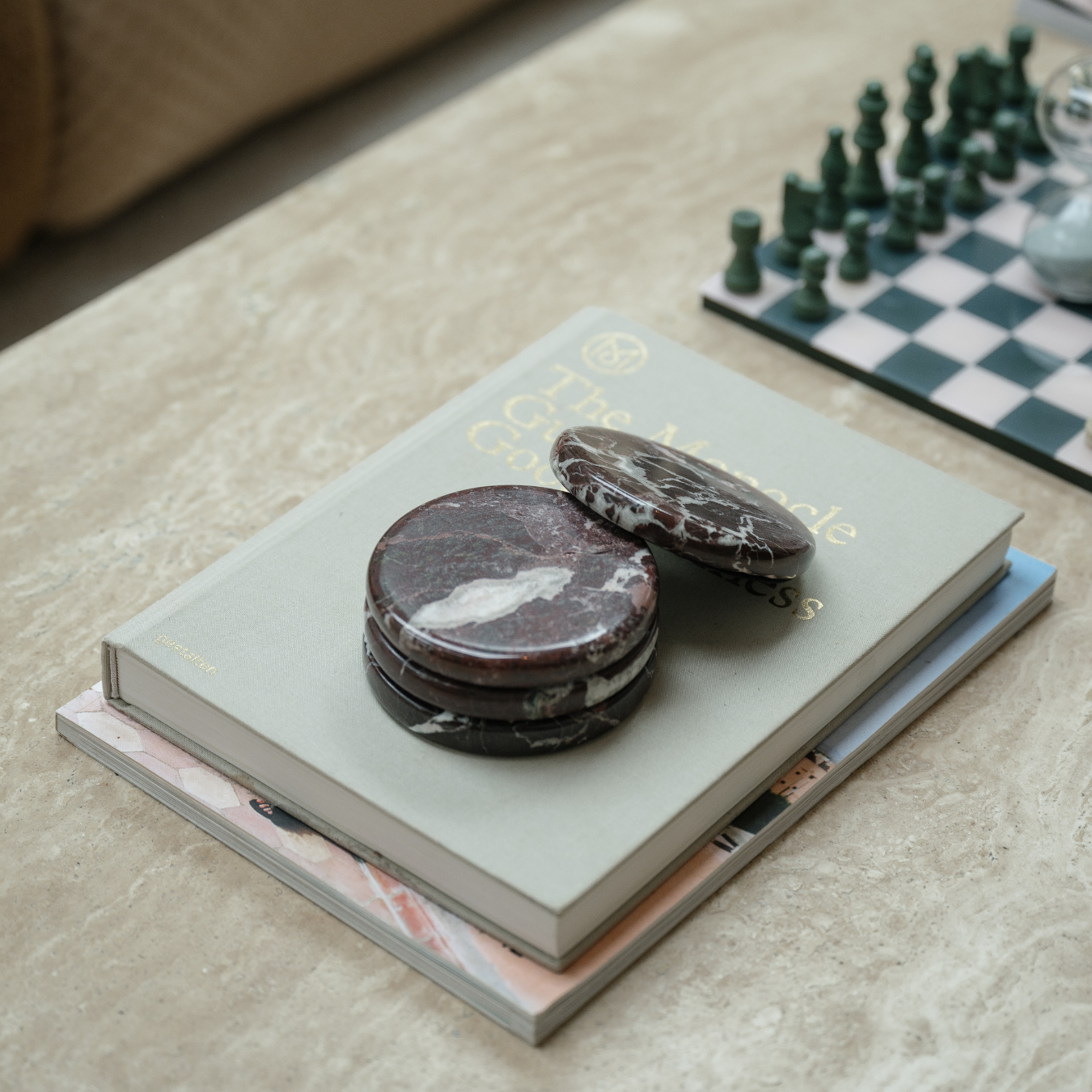 Set of 4 Red Marble Coasters