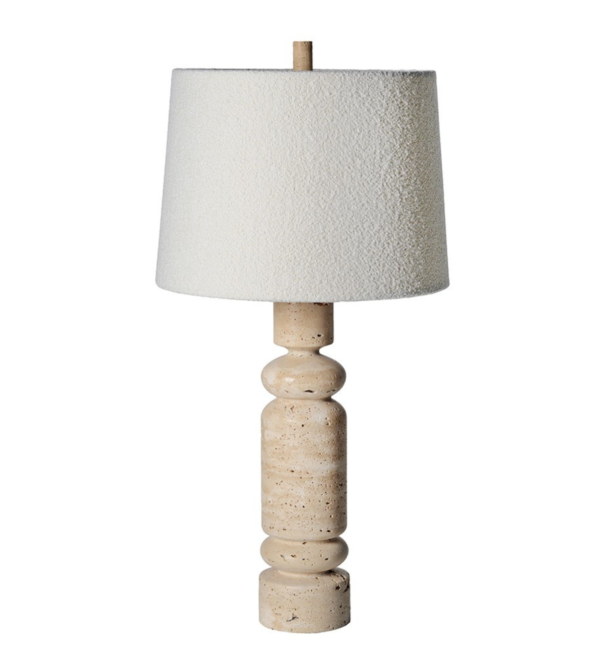 Carob Travertine Table Lamp with Linen Shade