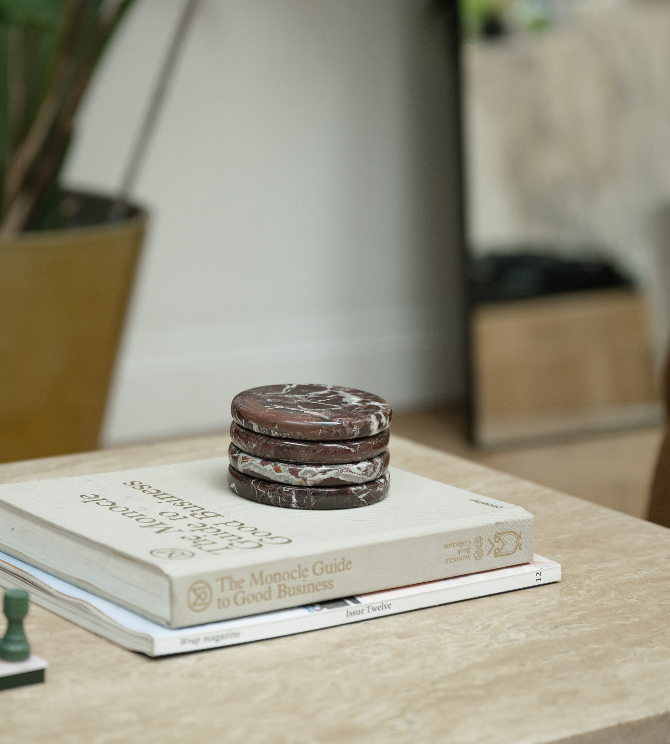 Set of 4 Red Marble Coasters