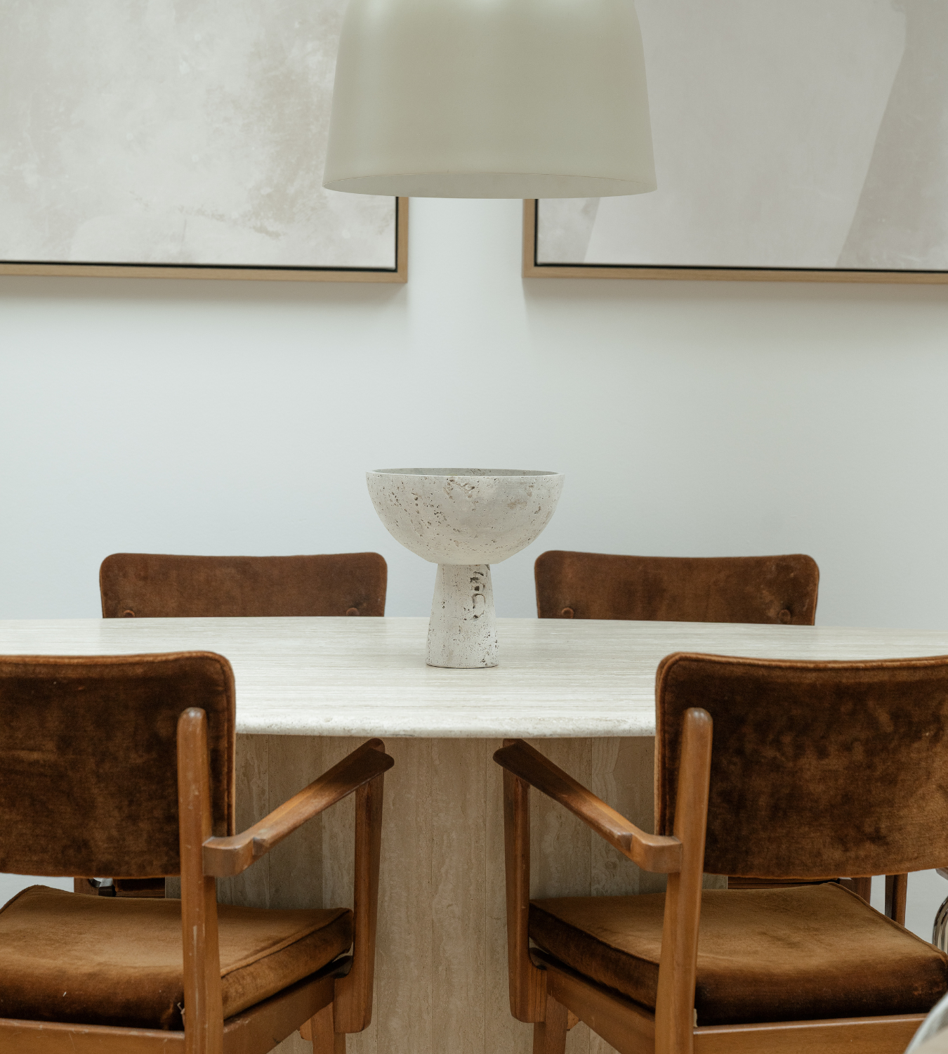 Travertine Pedestal Bowl