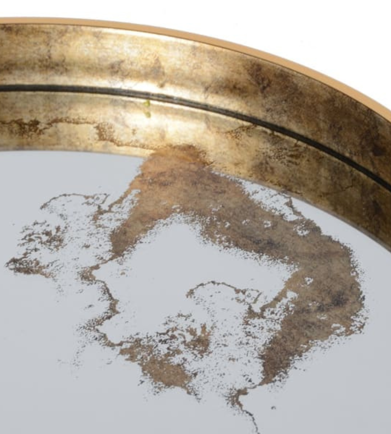 Set of 2 Gold Marble Mirror Round Tray Tables