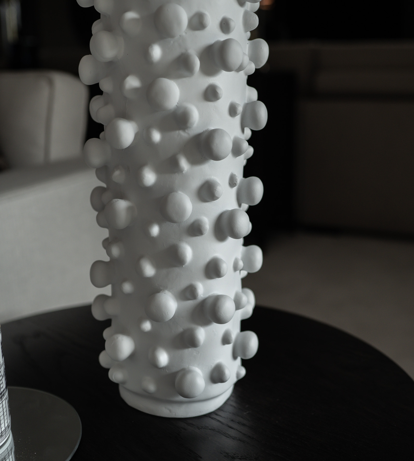 White Matte Bubble Cylinder Vase