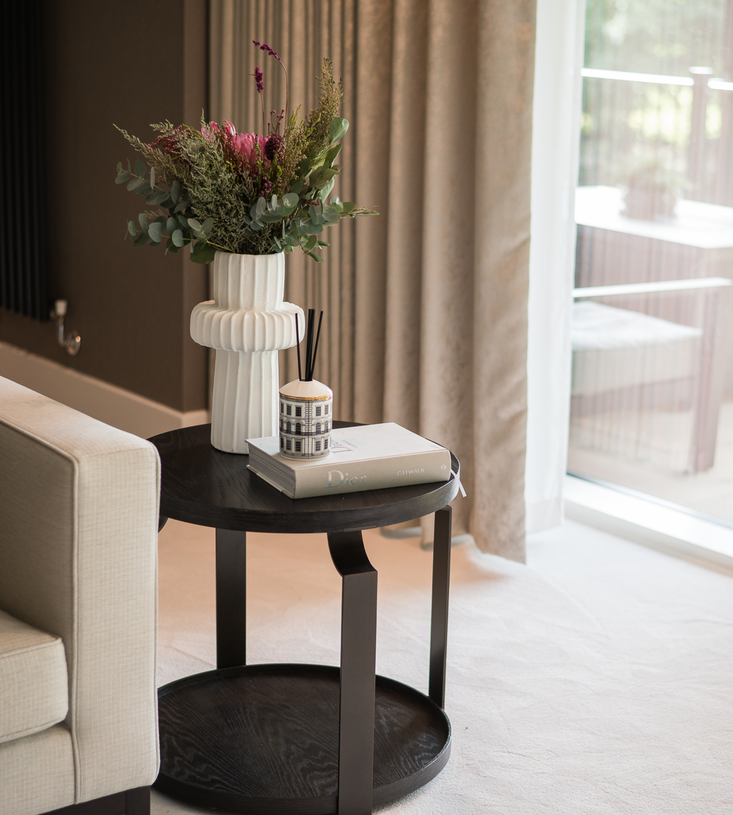 White Ceramic Ribbed Vase