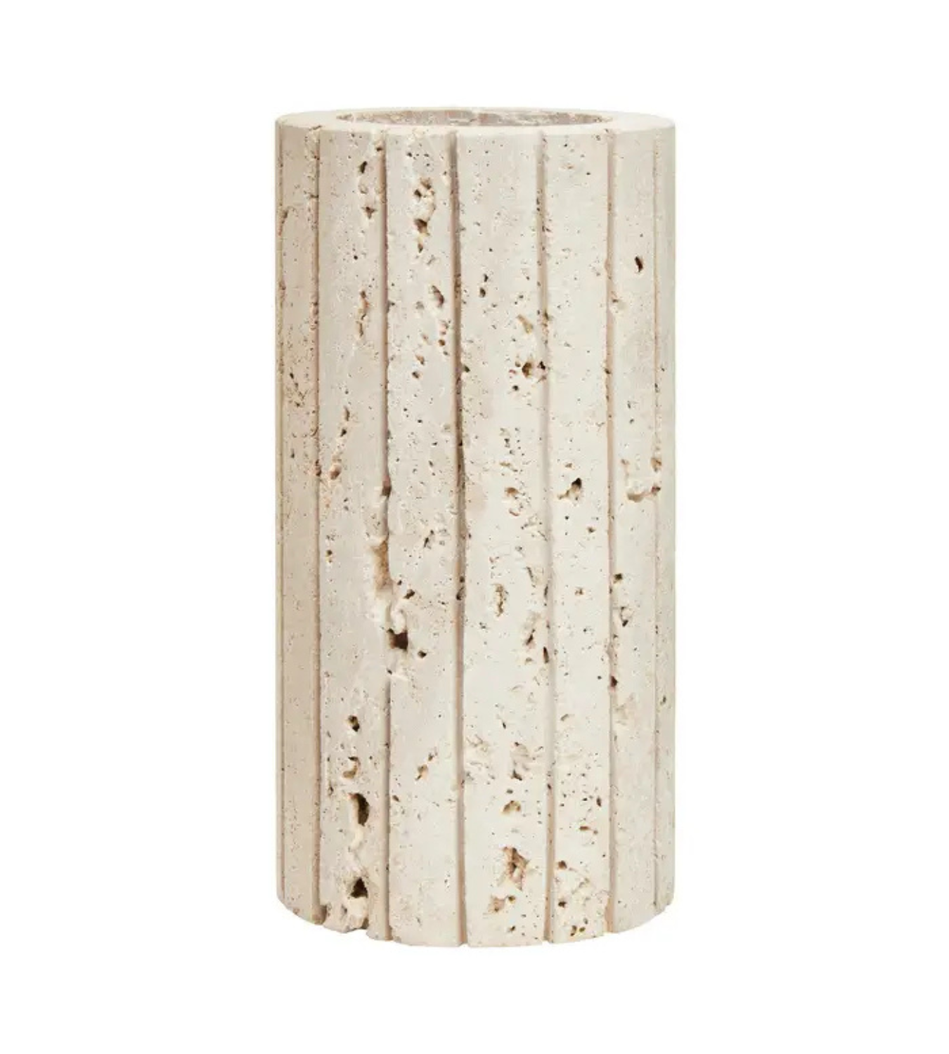Travertine Ribbed Vase