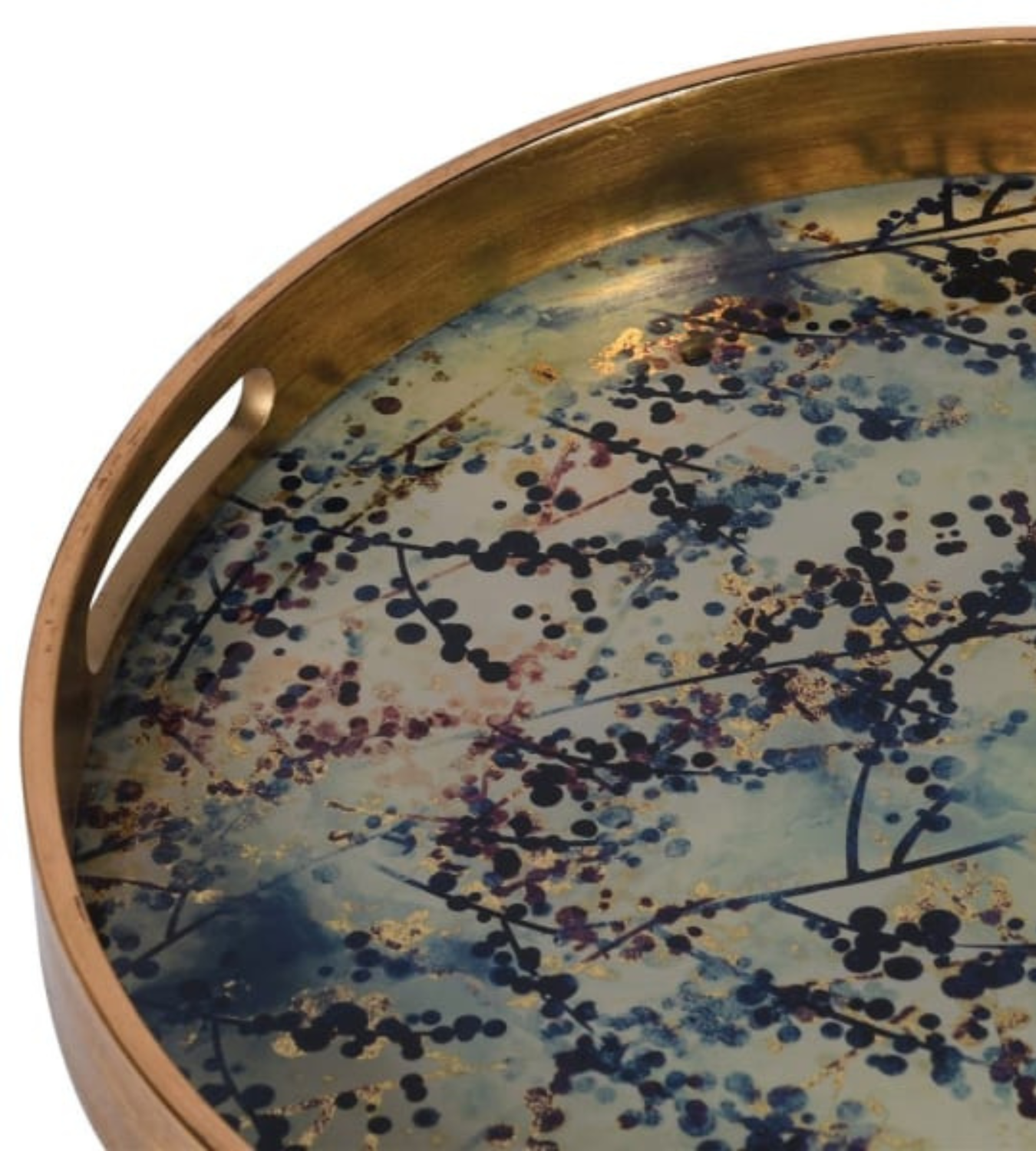 Round Gold and Blossom Effect Tray