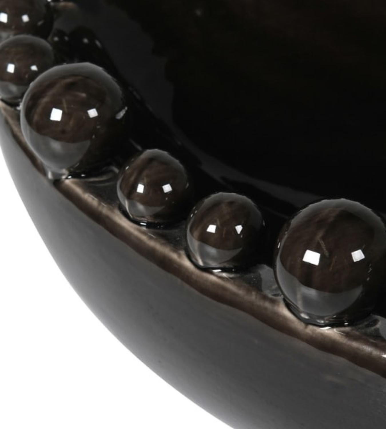 Black Ceramic Oval Bobble Edged Bowl