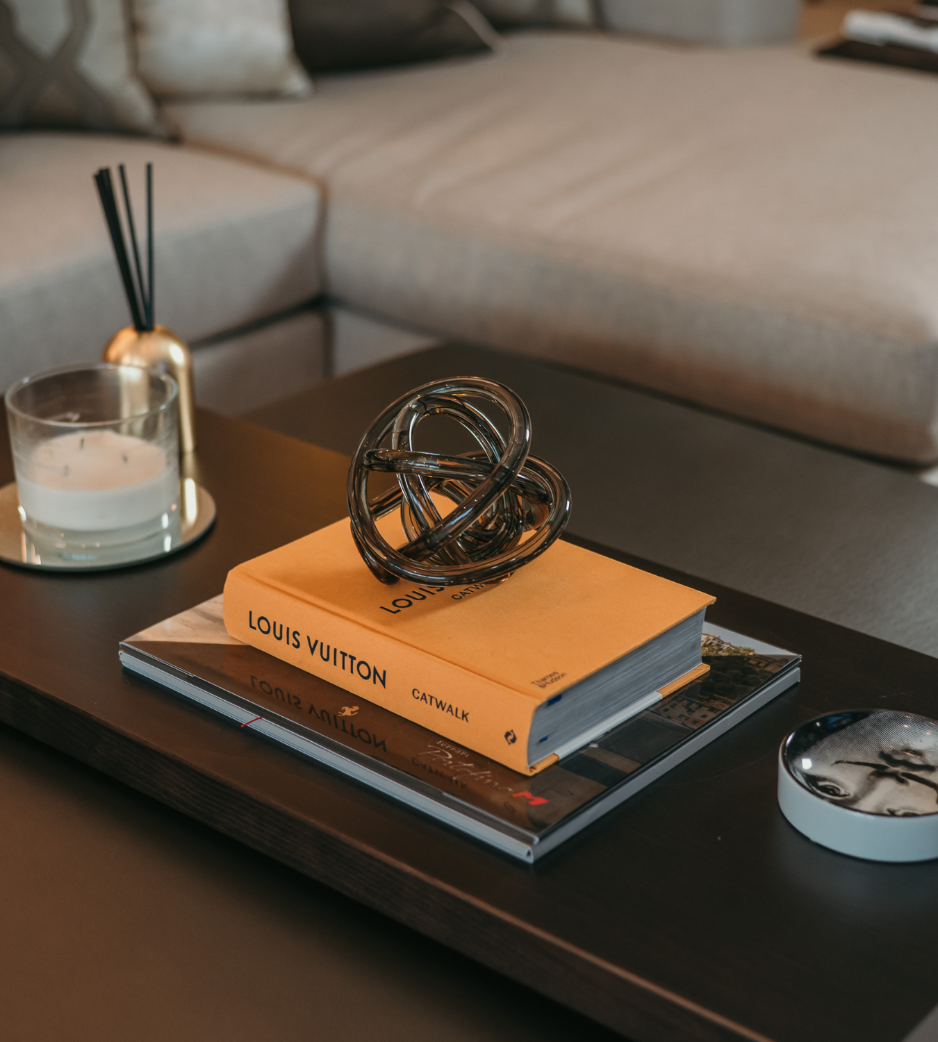 Hand Blown Grey Stripe Glass Knot Ornament