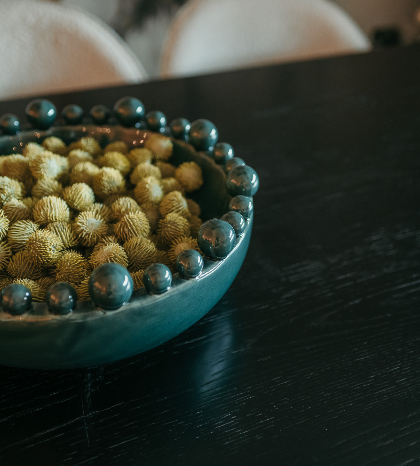 Teal Green Bobble Edged Ceramic Bow