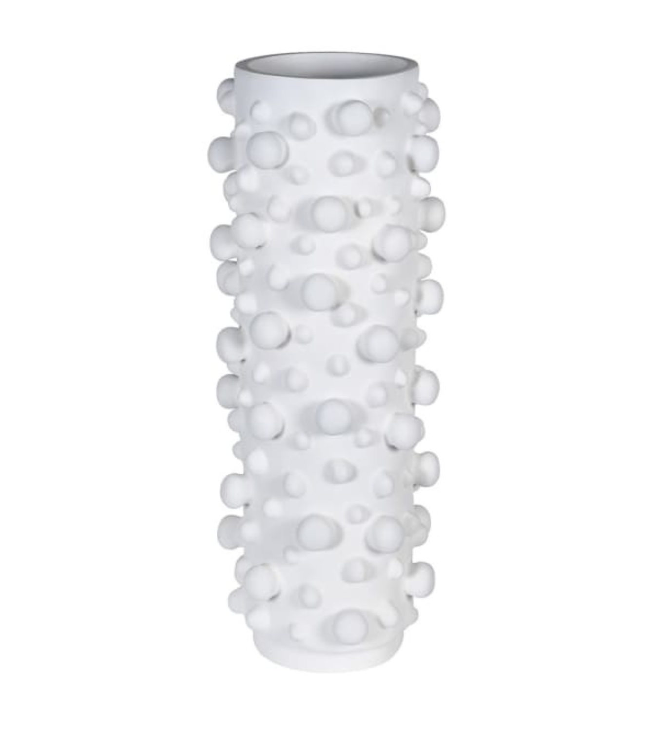 White Matte Bubble Cylinder Vase