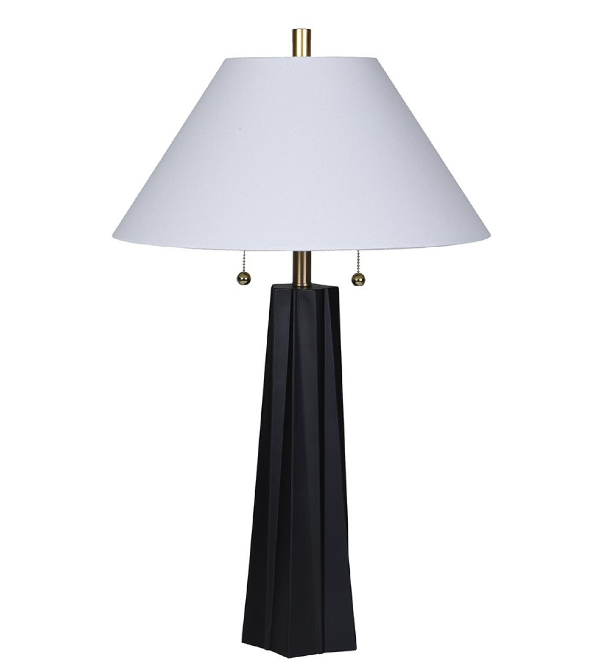 Black Pillar Table Lamp with Linen Shade