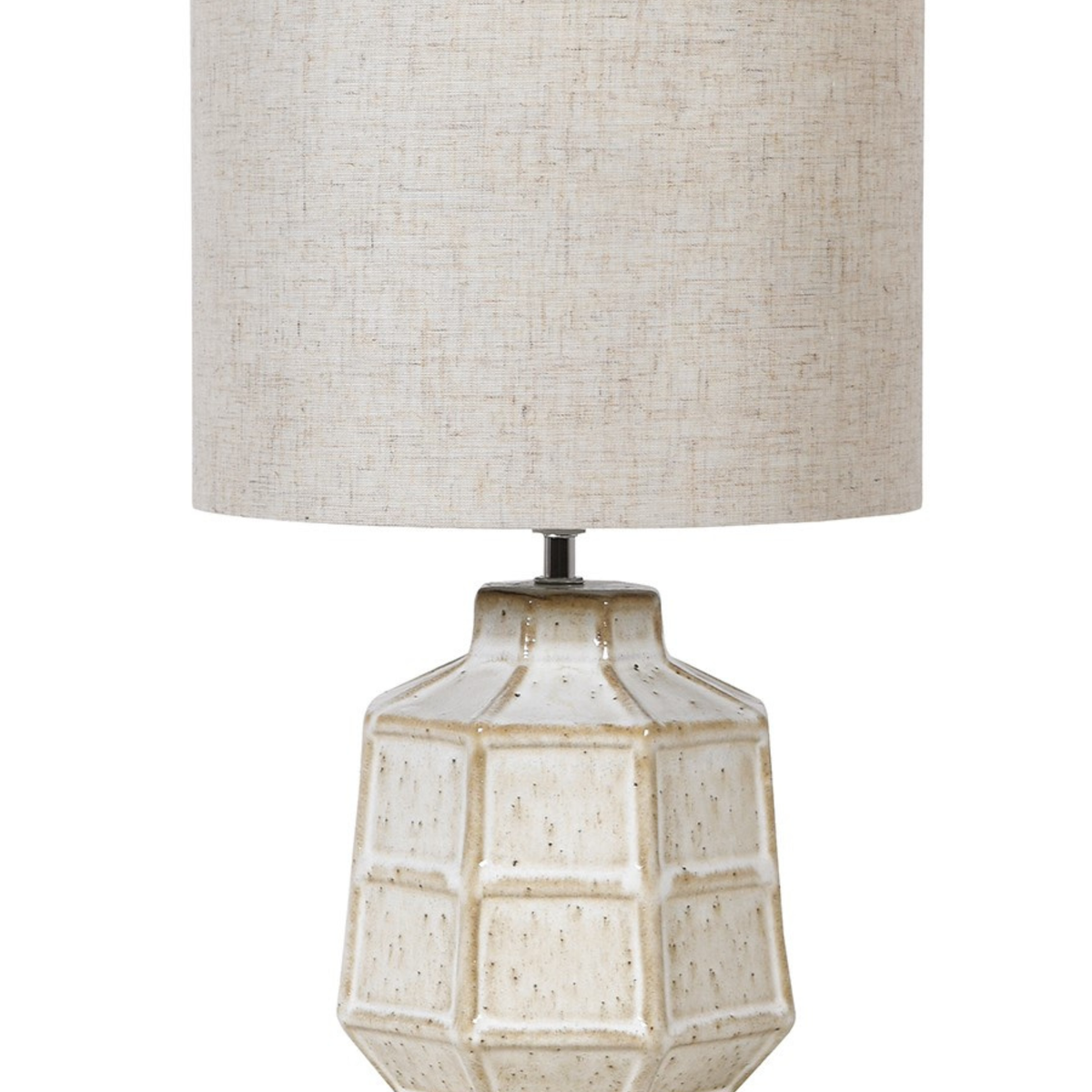 Off White Hexagonal Table Lamp with Linen Shade | Chloe Jade Home