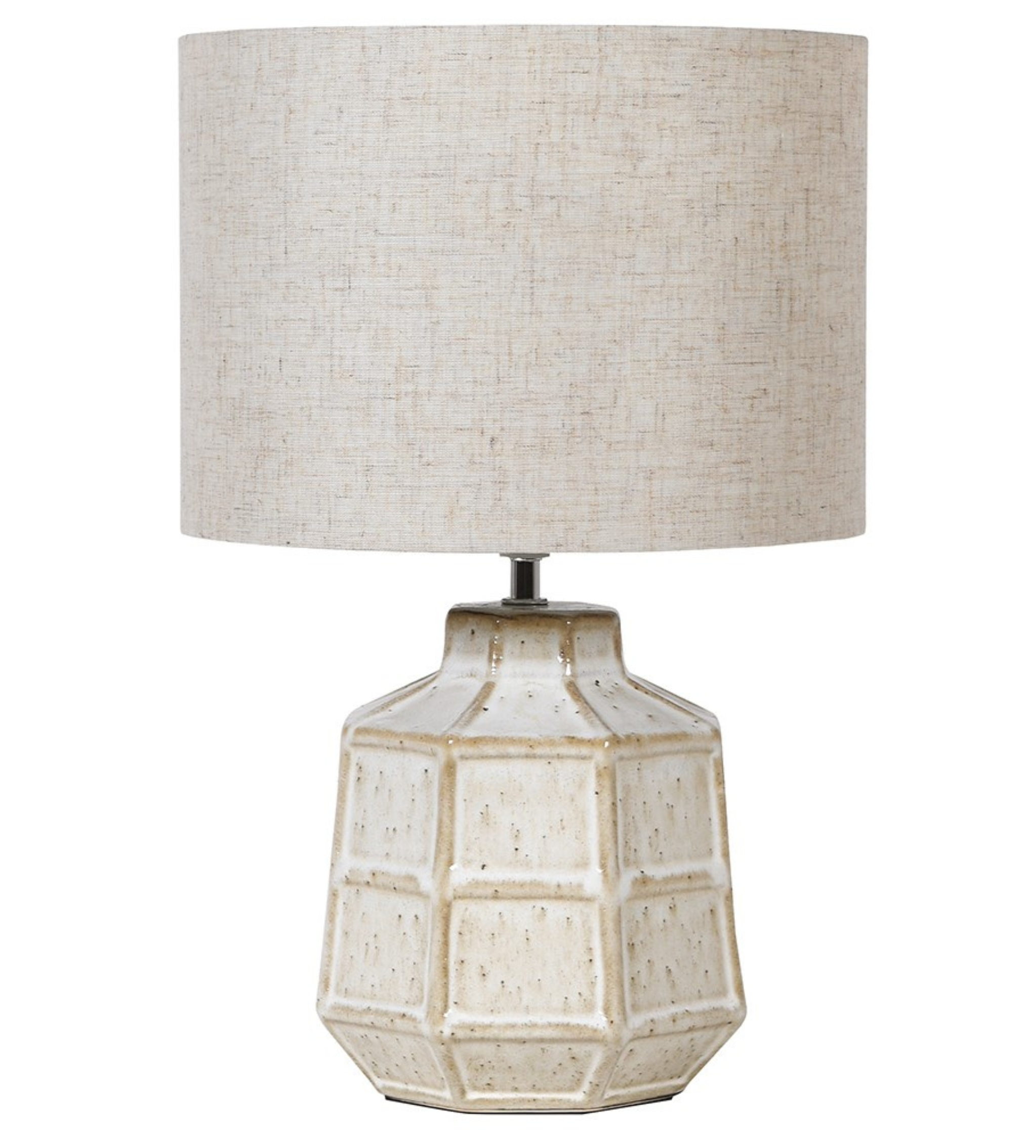 Off White Hexagonal Table Lamp with Linen Shade