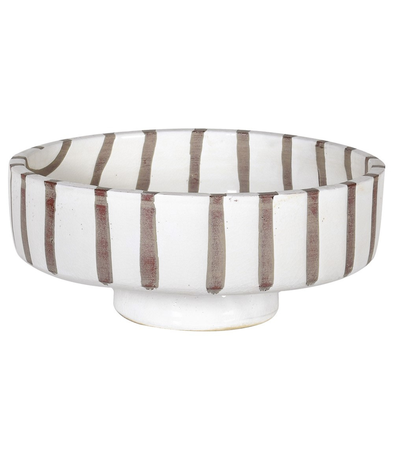 White Stripe Terracotta Bowl