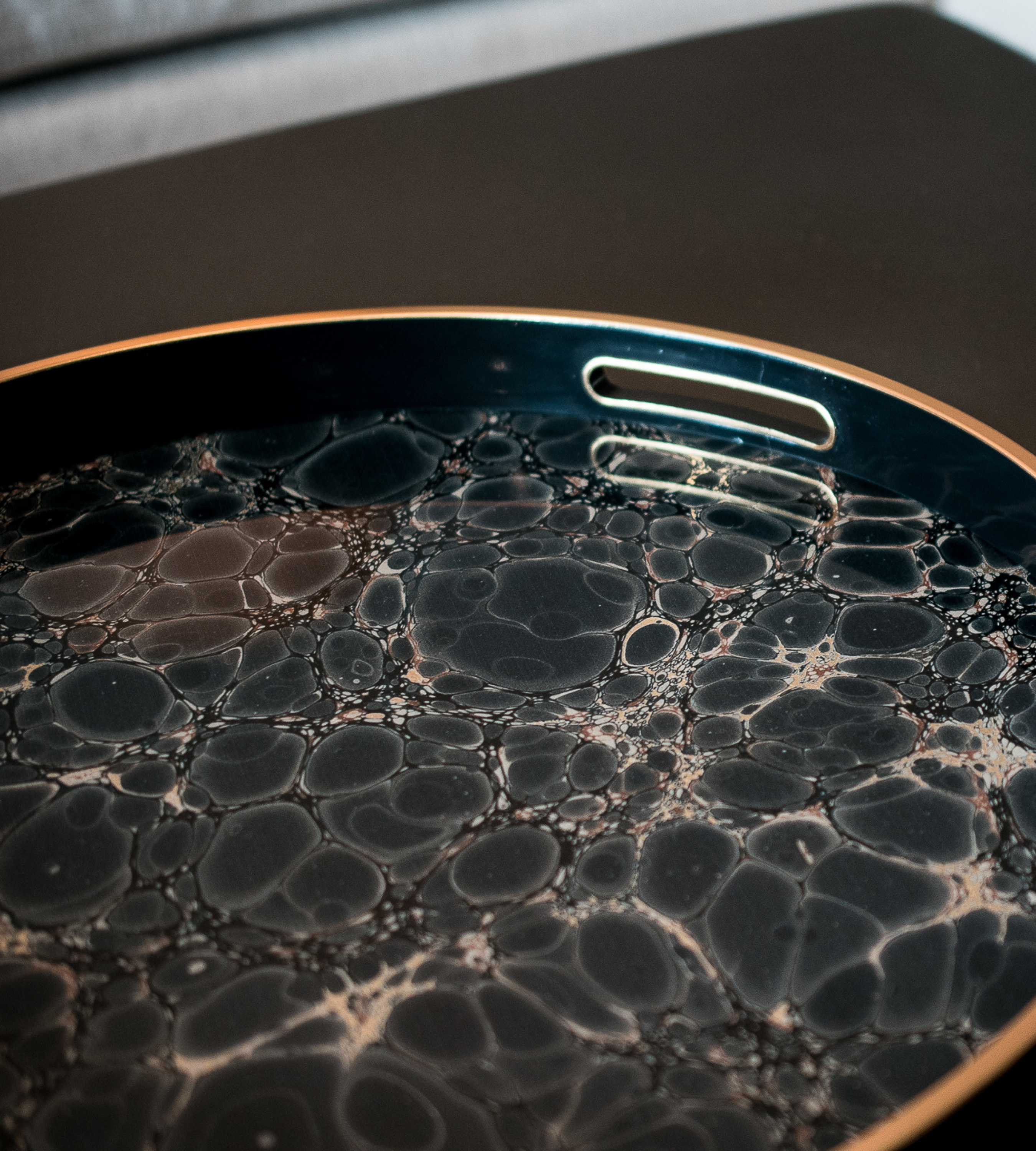 Indigo Blue and Gold Mottled Effect Tray