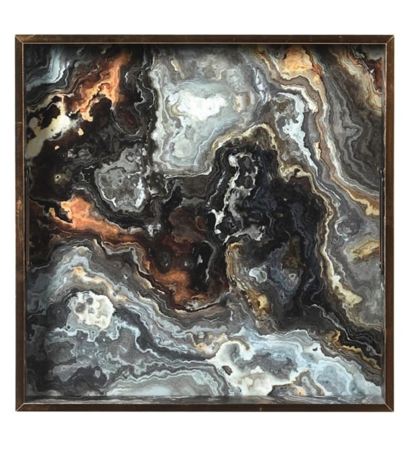 Set of 2 Marble Effect Square Trays