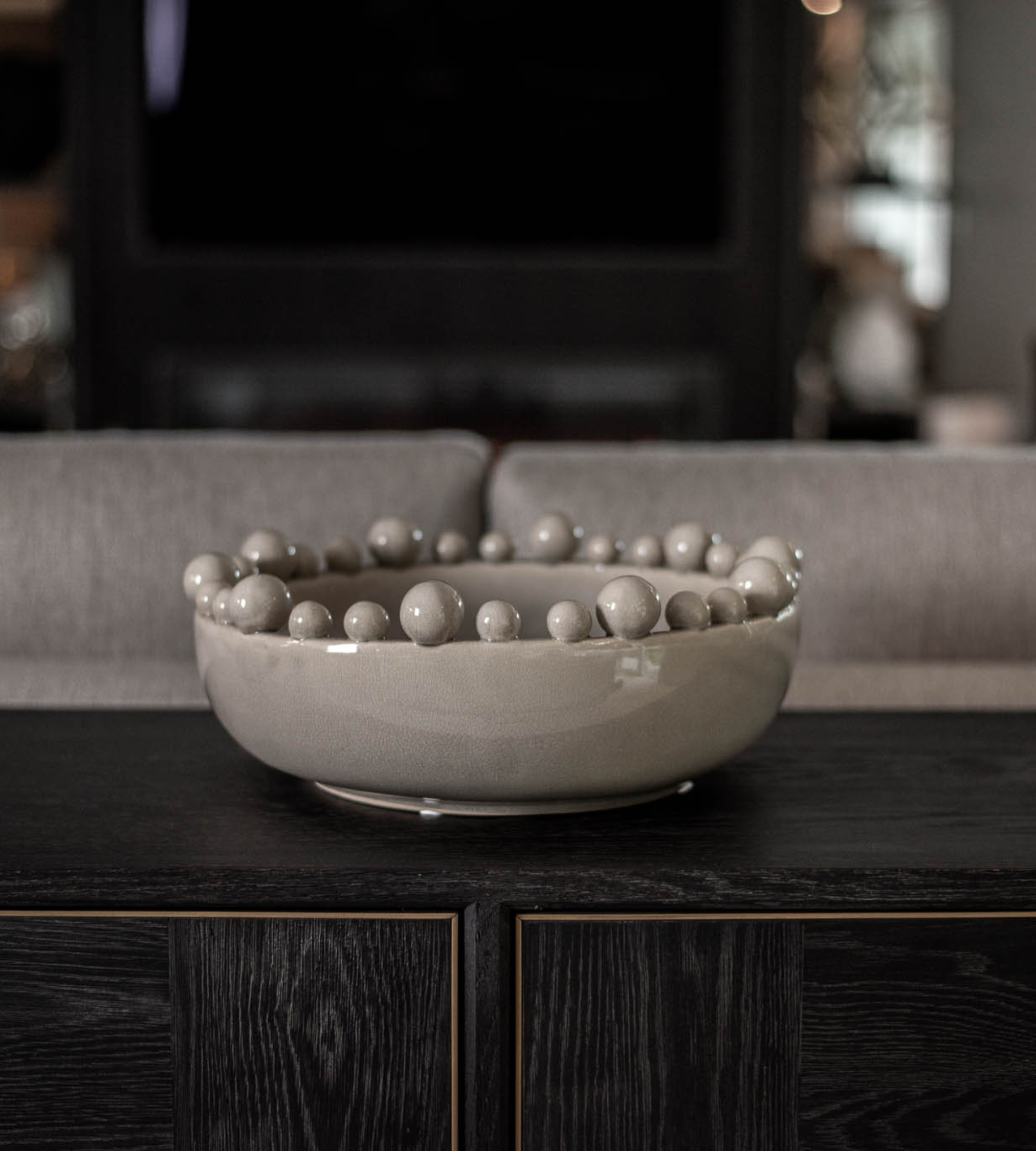 Cream Ceramic Bobble Edged Bowl