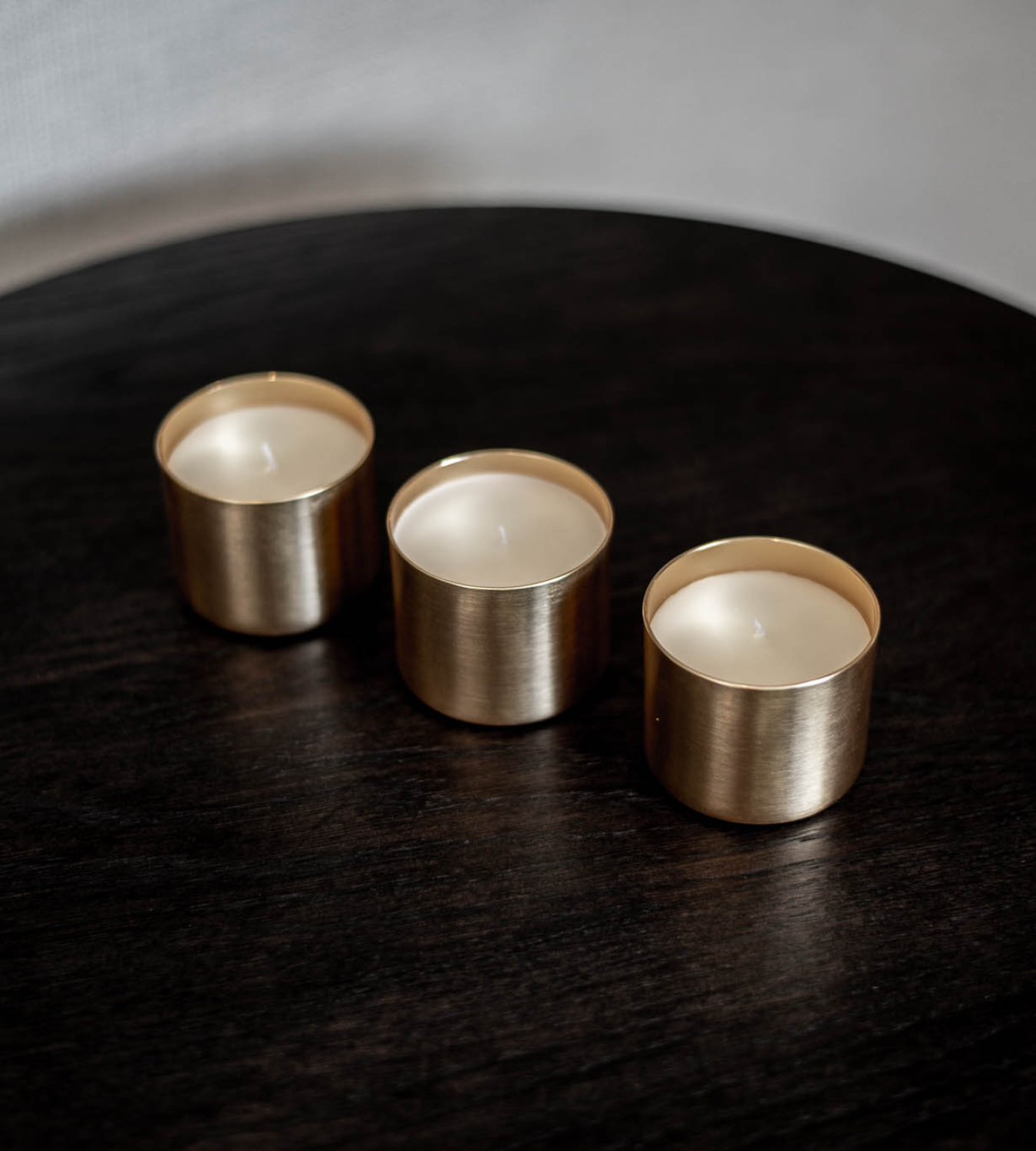 Set of 3 'White Sandalwood' Gold Candles