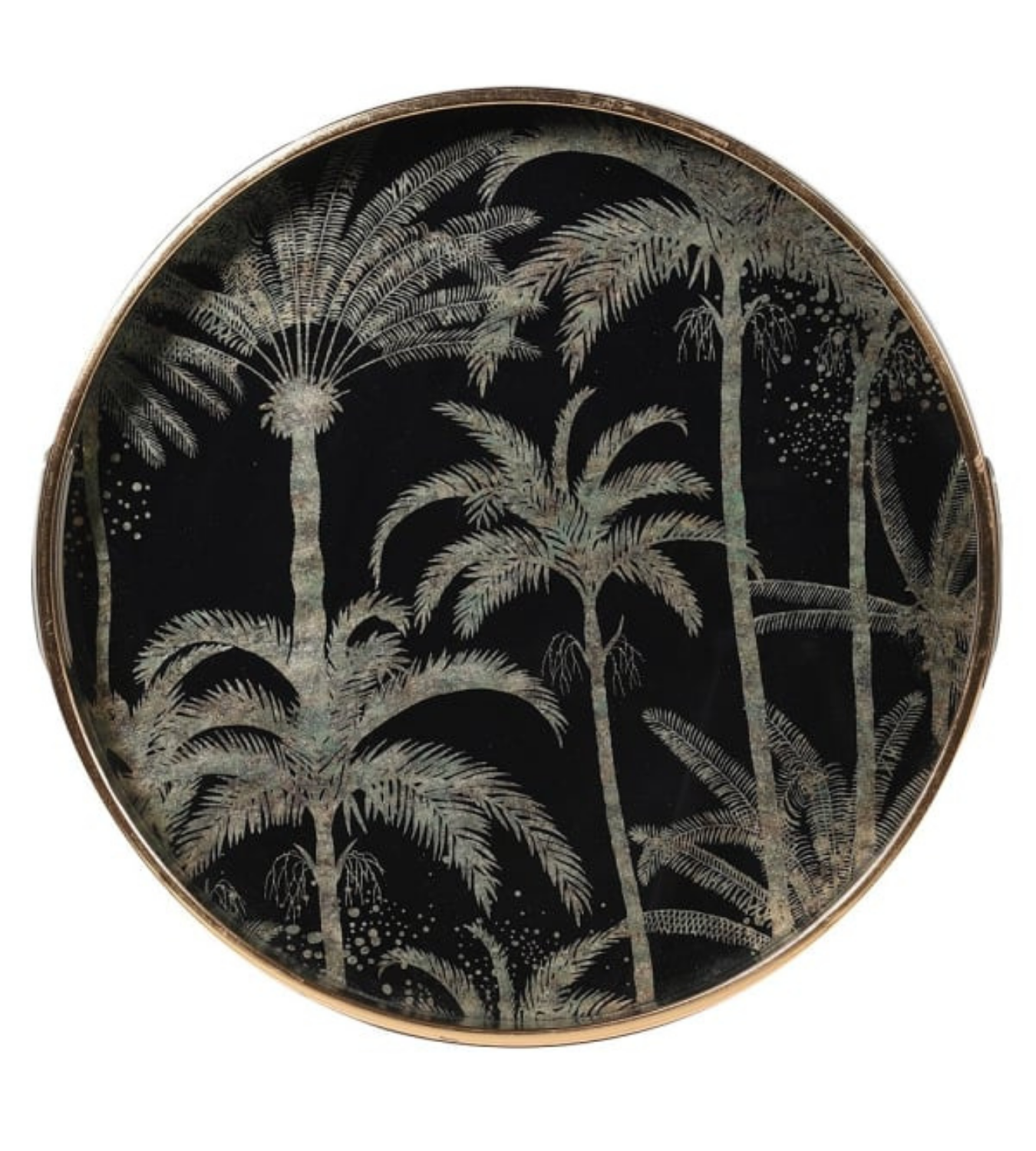Palm Tree Patterned Bronze/Black Tray