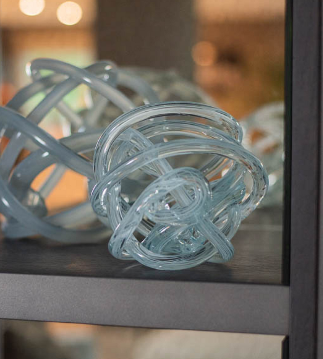 Clear Stripe Blown Glass Knot Ornament Chloe Jade Home