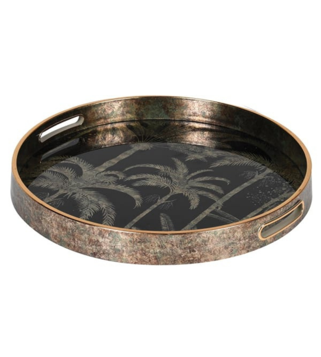 Palm Tree Patterned Bronze/Black Tray