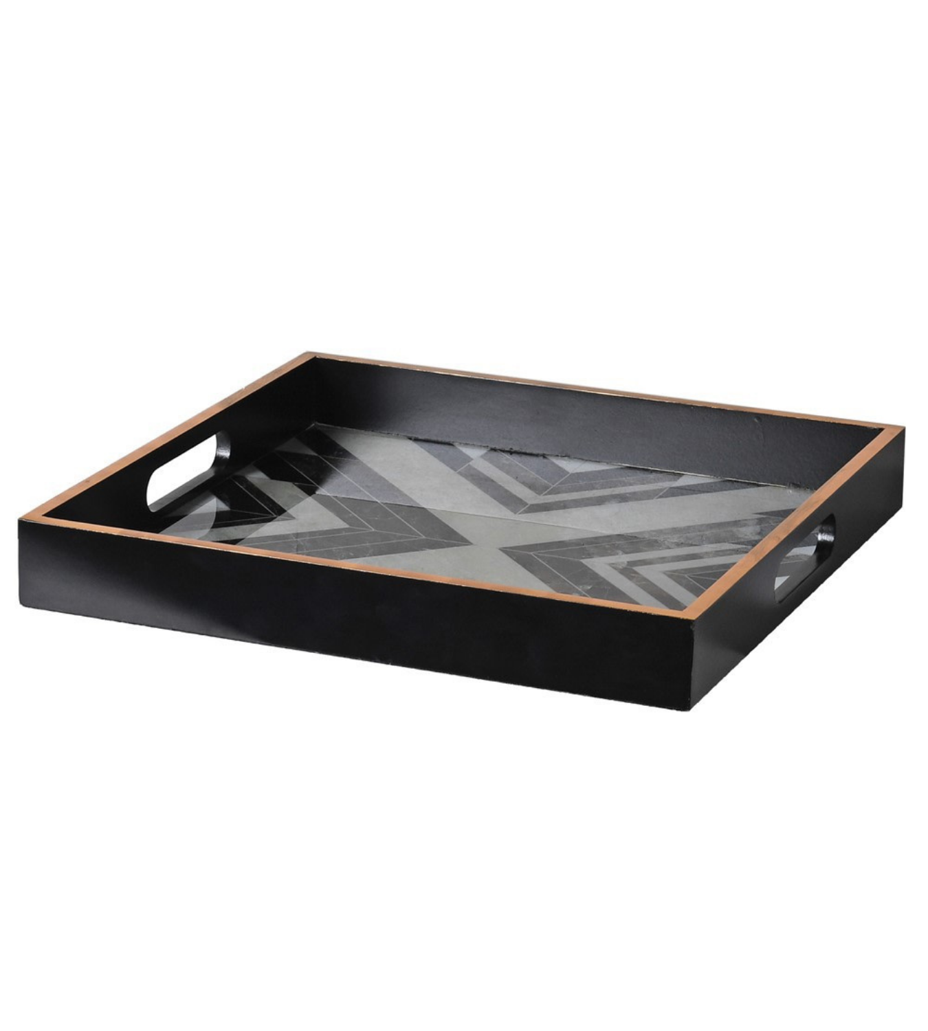 Black and White Square Deco Marbled Tray